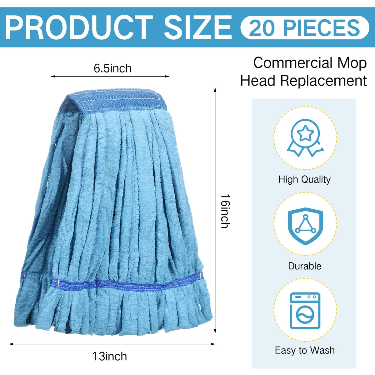 4 Pcs Microfiber Commercial Mop Head Replacement Tube Industrial Looped End Mop Heads Refill for Floor Cleaning for Home Commercial Industrial Use