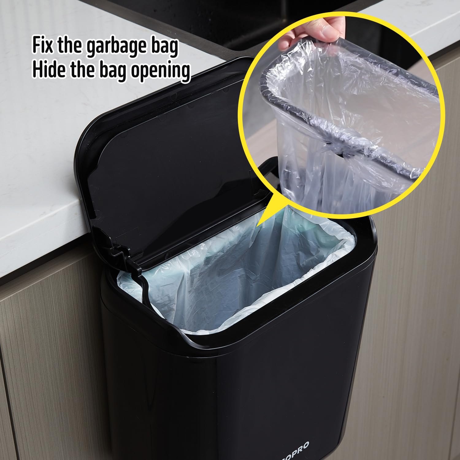 Compost Bin Hanging Trash Can with Lid Under Sink for Kitchen (337.92 Fl Oz)