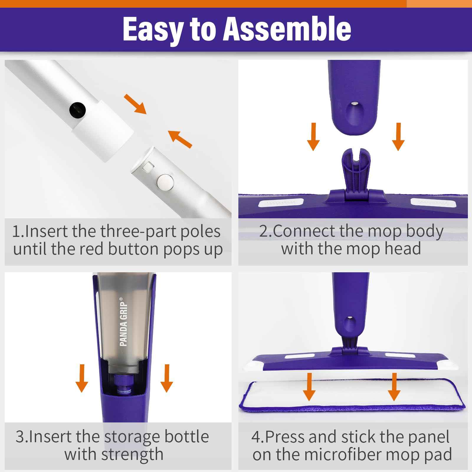 Spray Mop for Floor Cleaning with Bottle & 3 Microfiber Pads