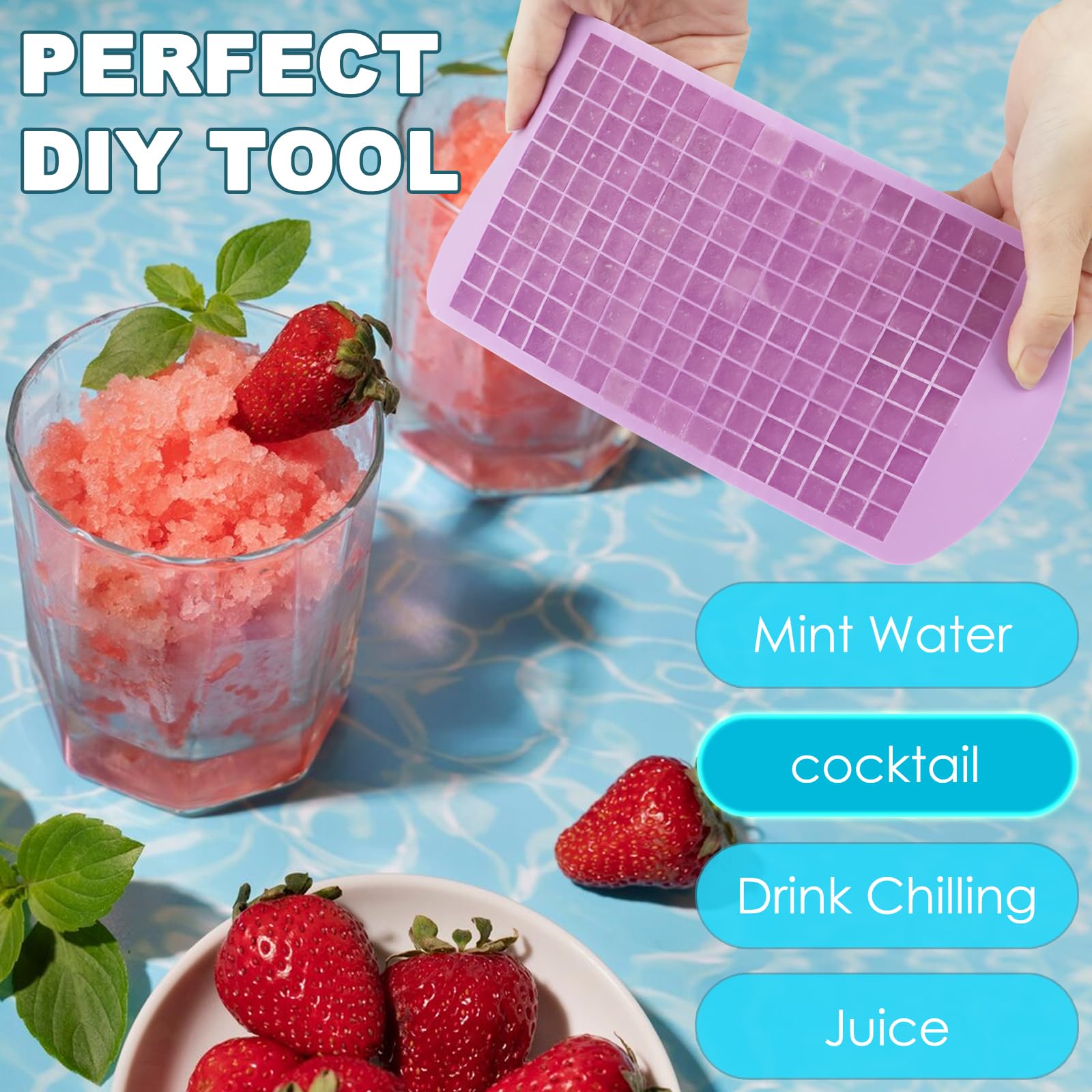 Silicone Mini Ice Cube Trays 2 Pack (5.28 Ounce)