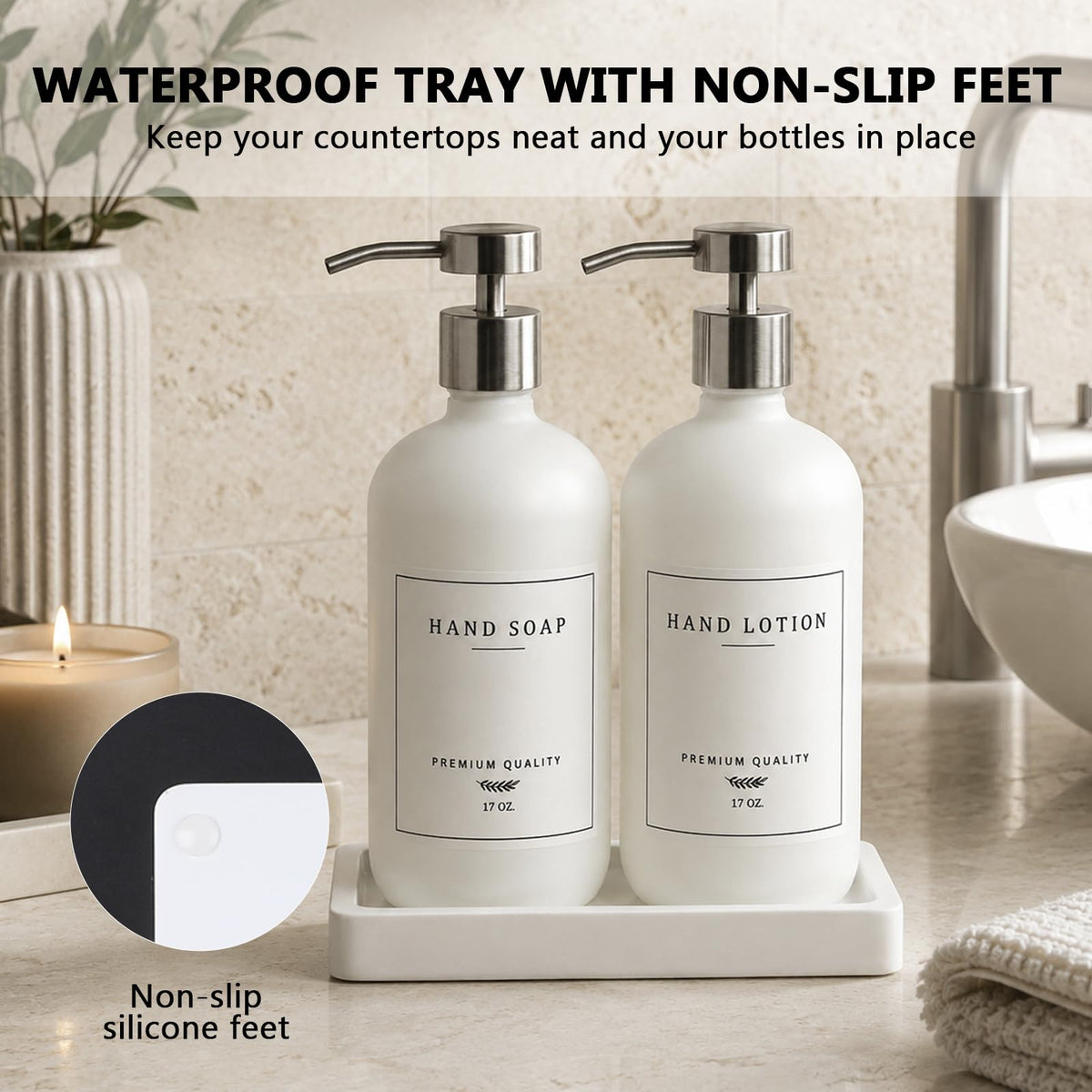 Glass Soap Dispenser Bathroom (2 Count)