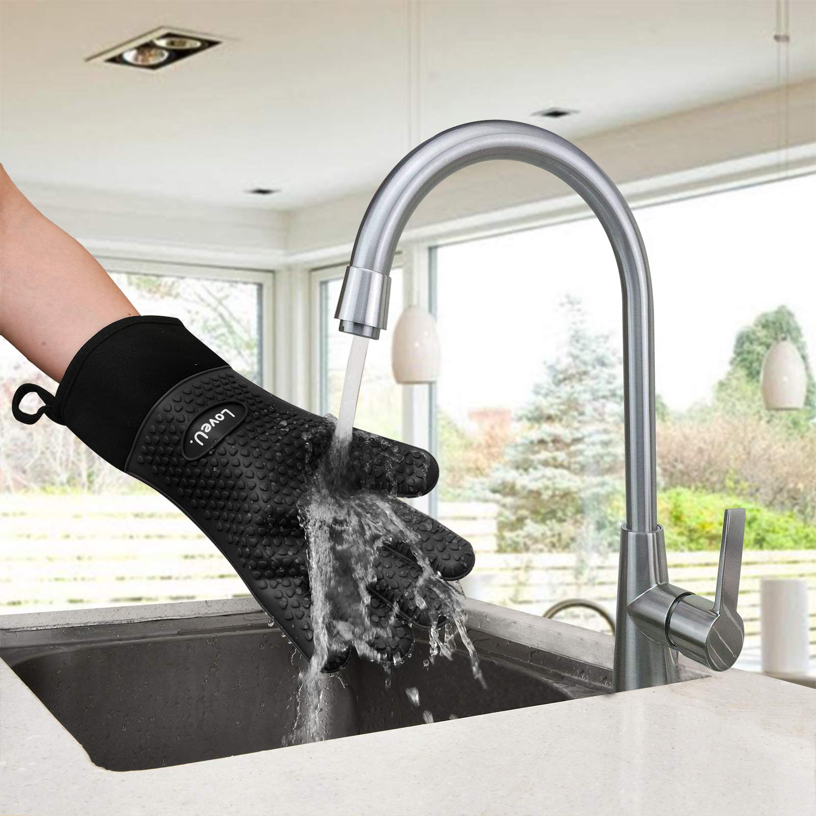 Silicone Oven Mitts Gloves (2 Count)