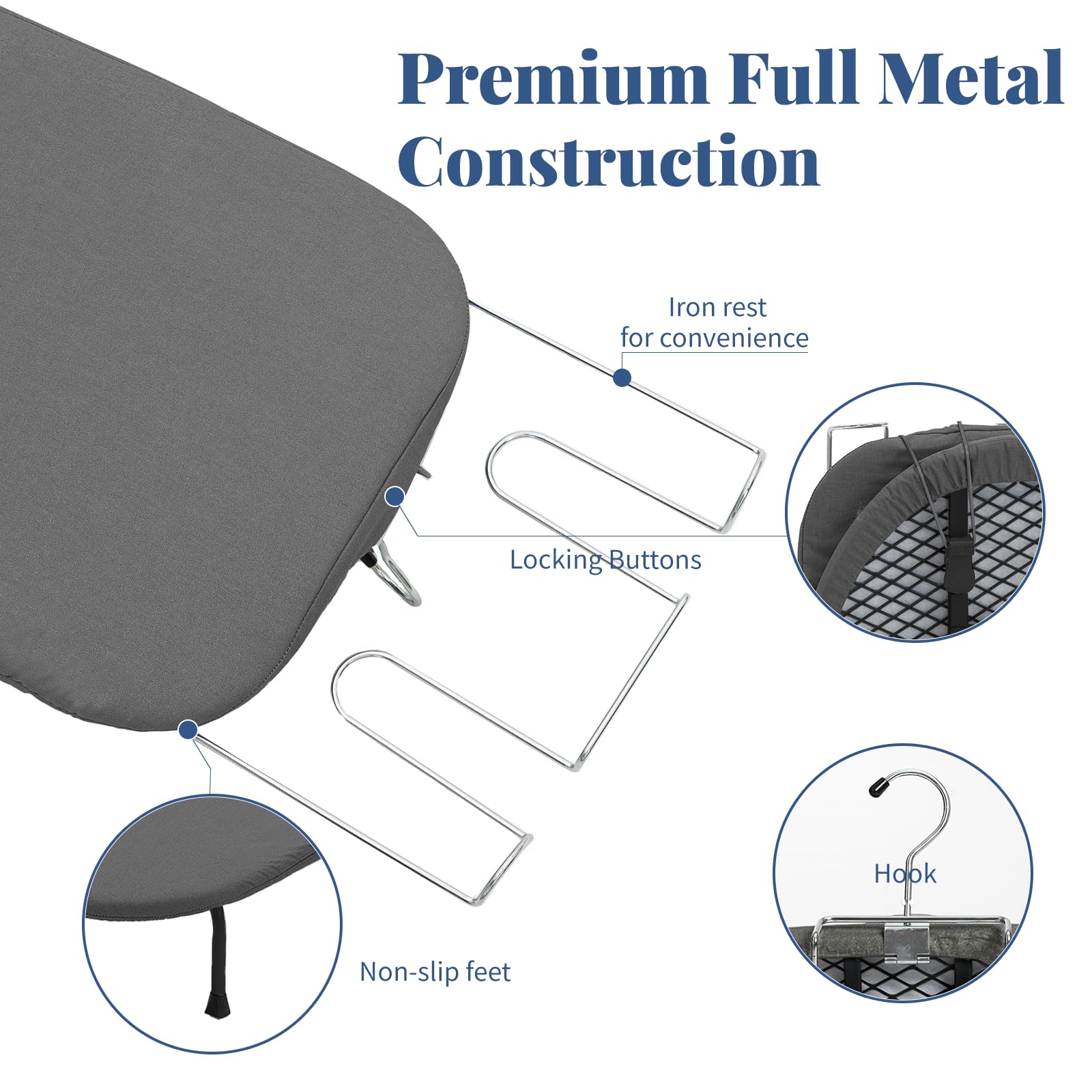 Black Foldable Tabletop Ironing Board with Iron Holder