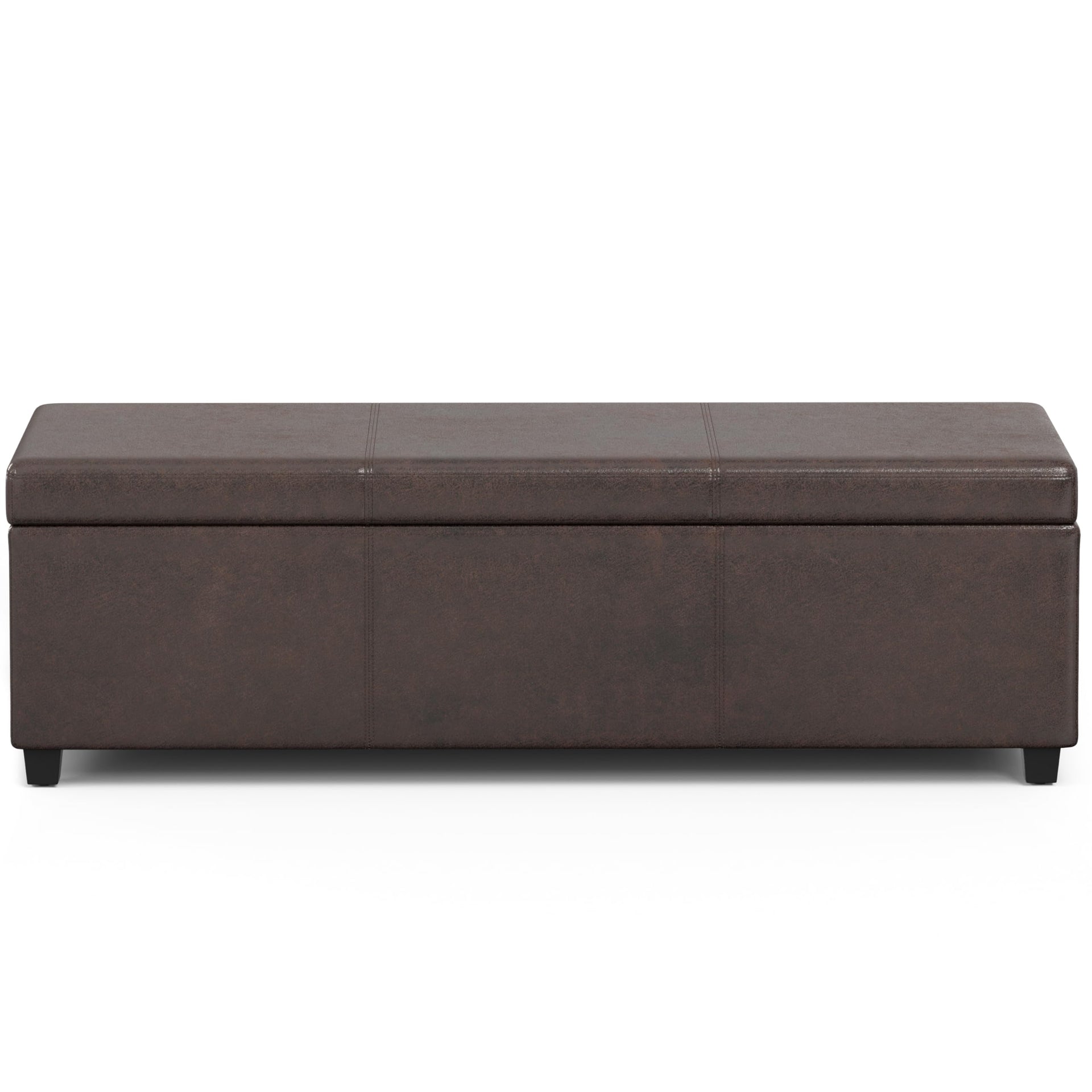 Avalon 54" Wide Vegan Leather Storage Ottoman in Brown