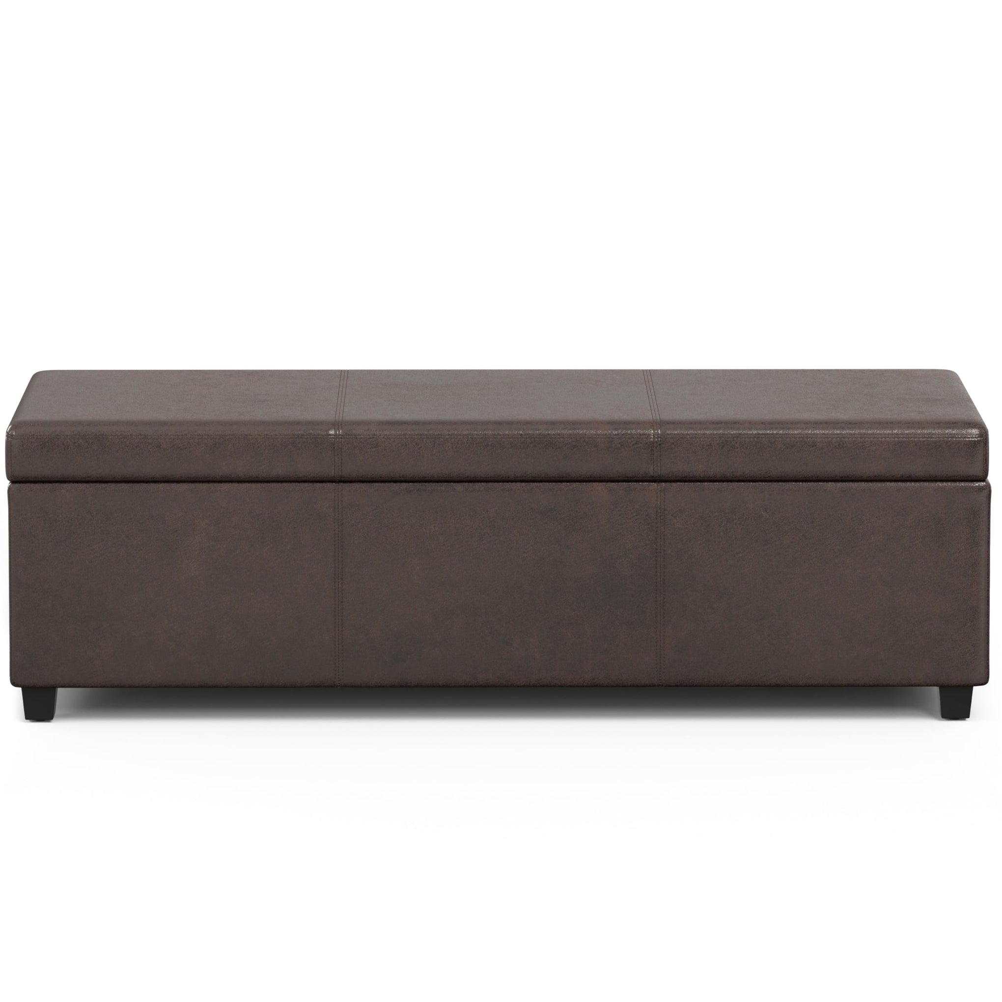 Avalon 54" Wide Vegan Leather Storage Ottoman in Brown