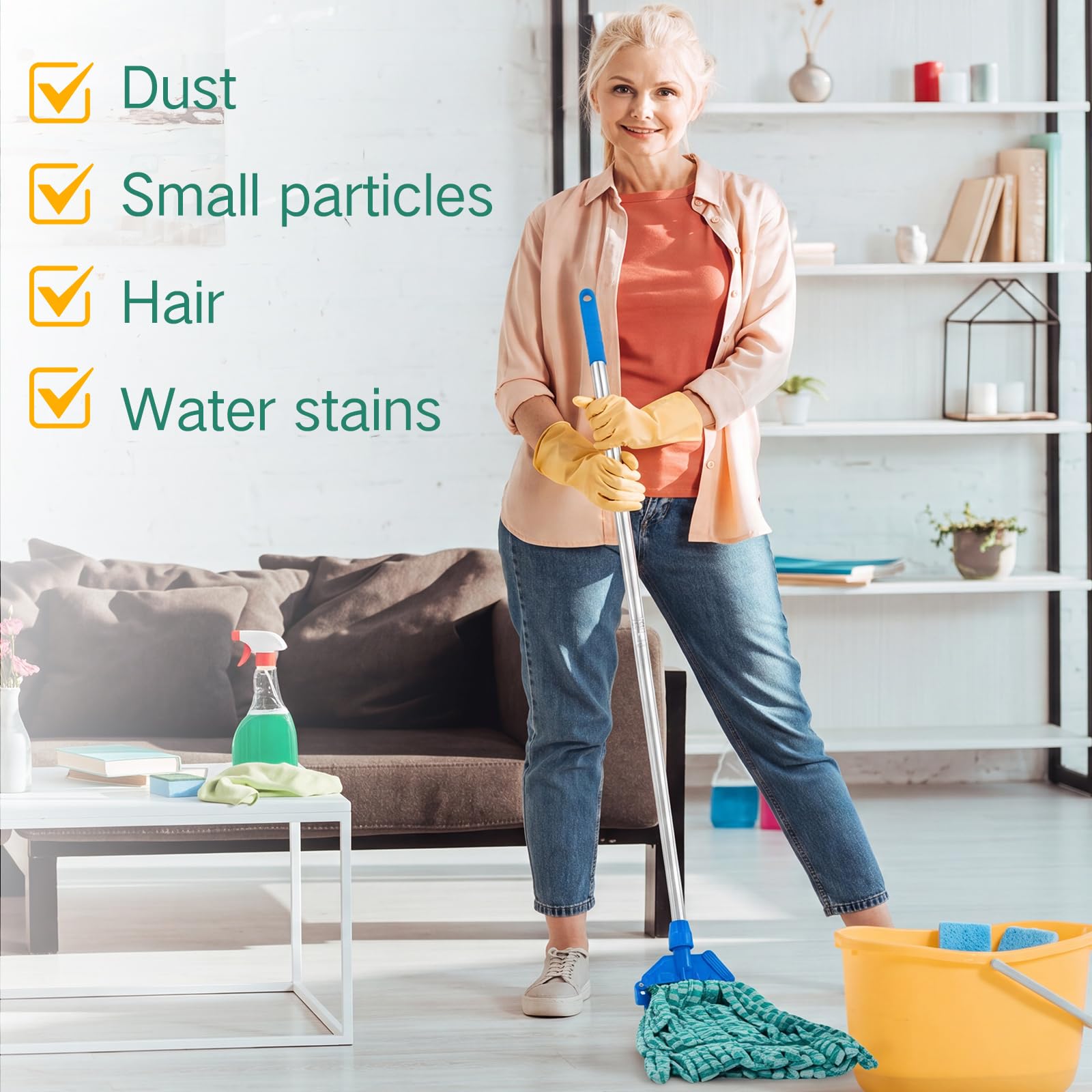 10 Pcs Microfiber Commercial Mop Head Replacement Tube Industrial Looped End Wet Mop Heads Refill for Floor Cleaning for Home Commercial Industrial Use (10 Count)