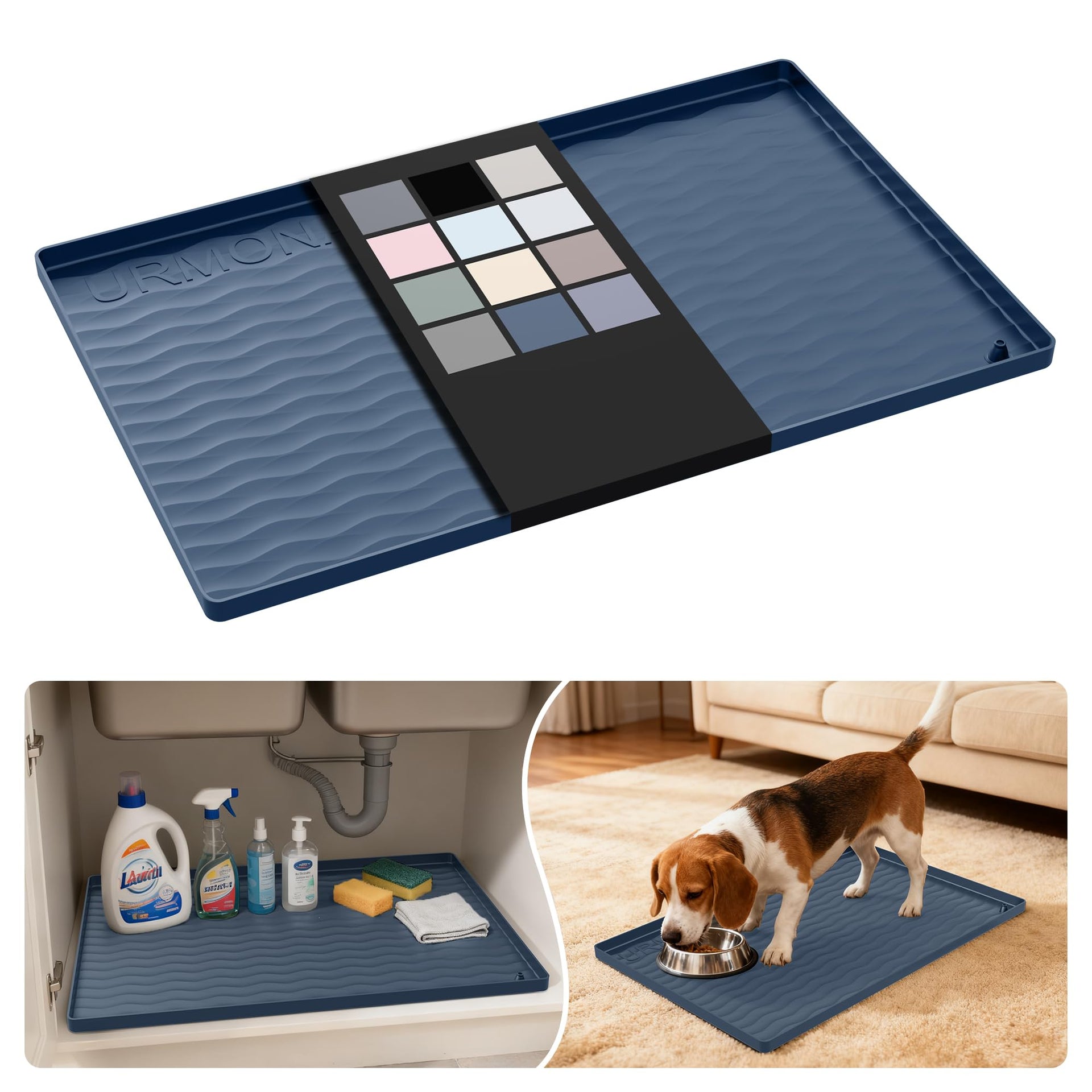 Waterproof Silicone Under Sink Mat 22'' x 14'' Shelf Liner for Kitchen and Bathroom
