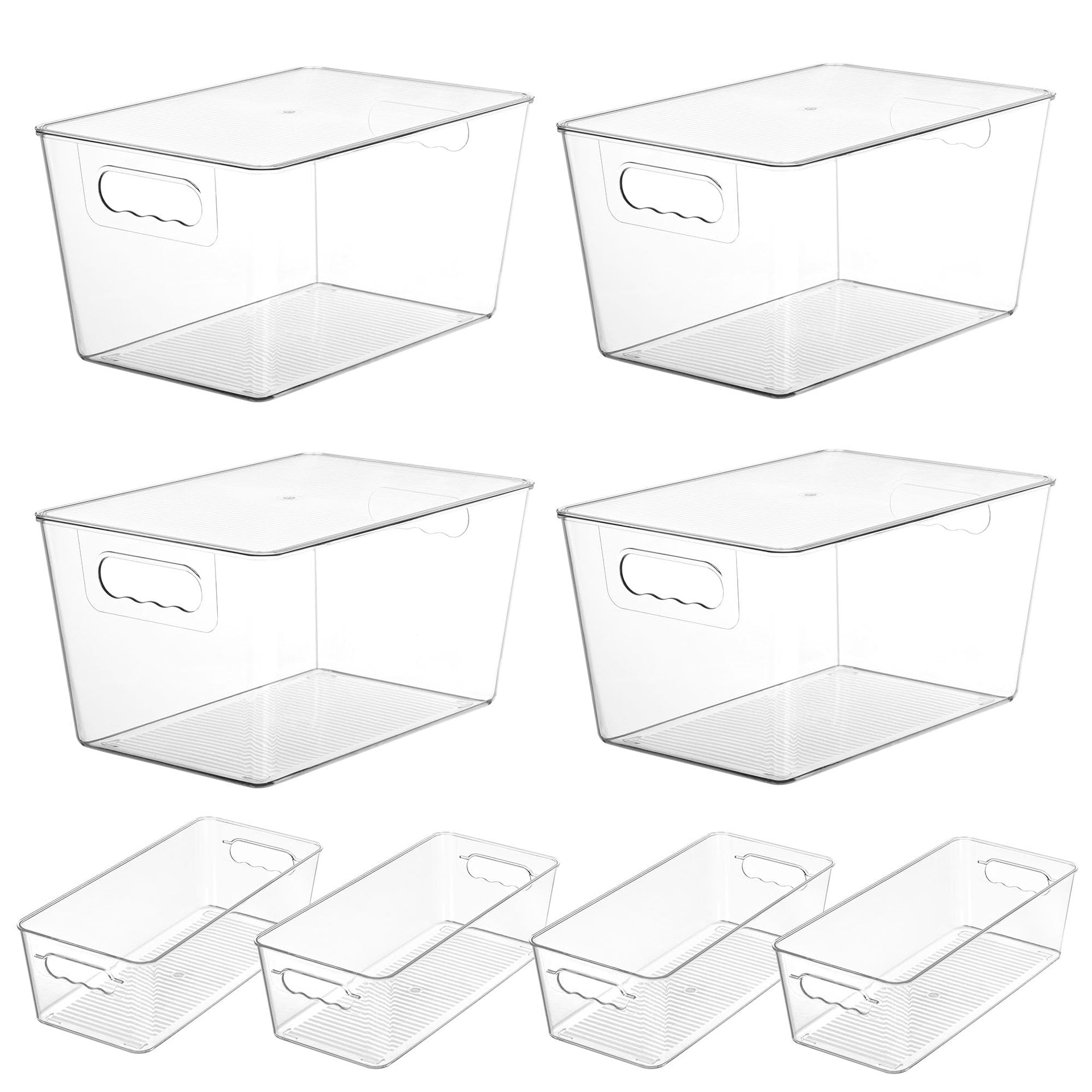 8 Pack Clear Storage Bins with Lid Set for Pantry Organizer (8 Count)