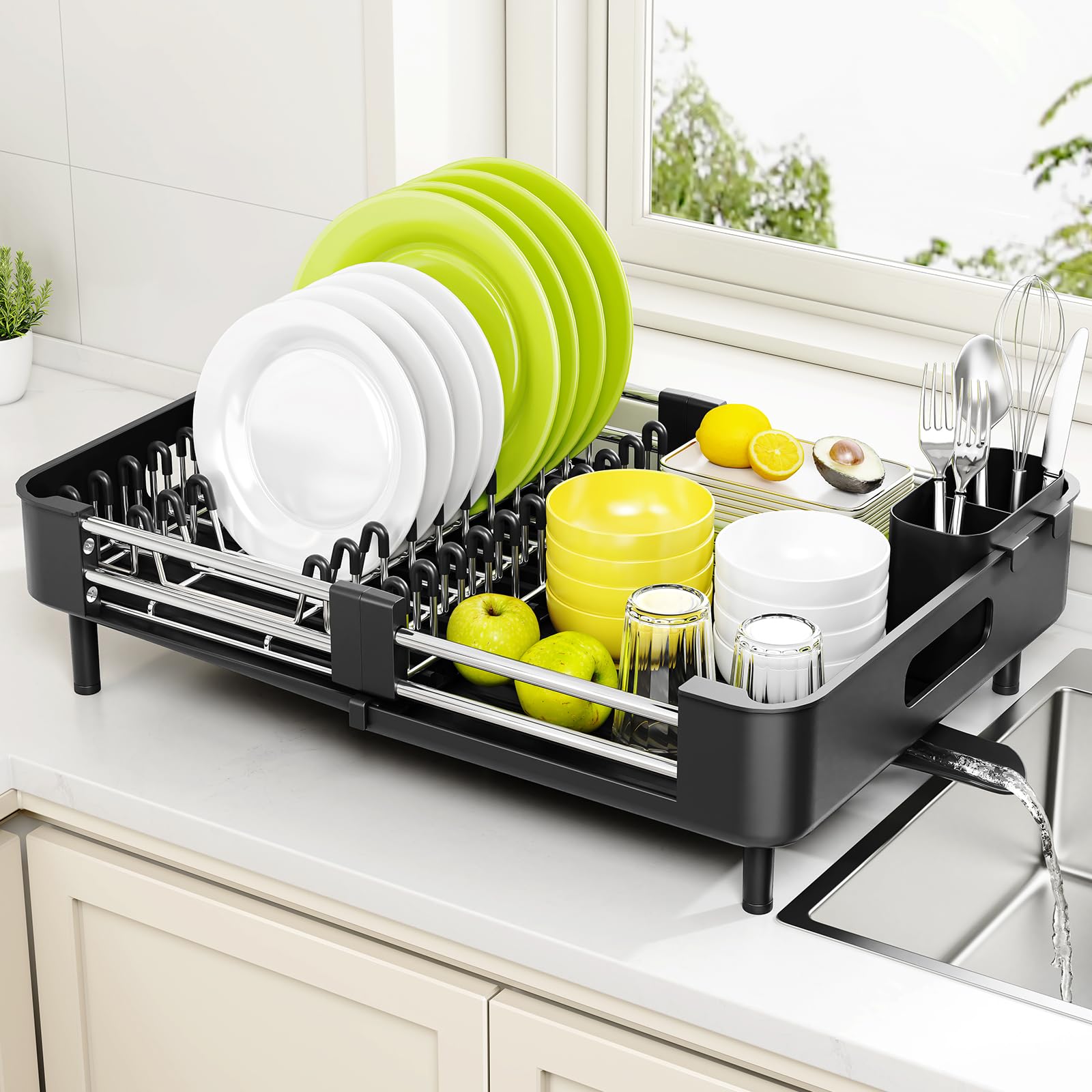 Extendable Stainless Dish Drying Rack for Kitchen Counter