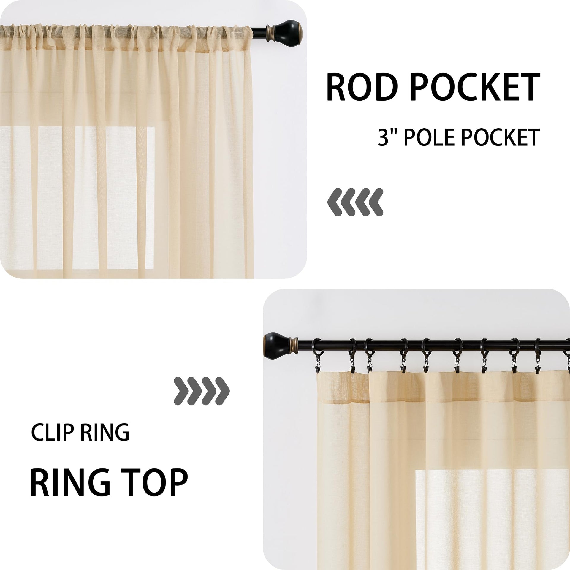 Small Sheer Door Curtain Closet Linen Textured Curtain Sheers Doorway Light Filtering Voile French Door Rod Pocket Curtains Patio Glass Doors