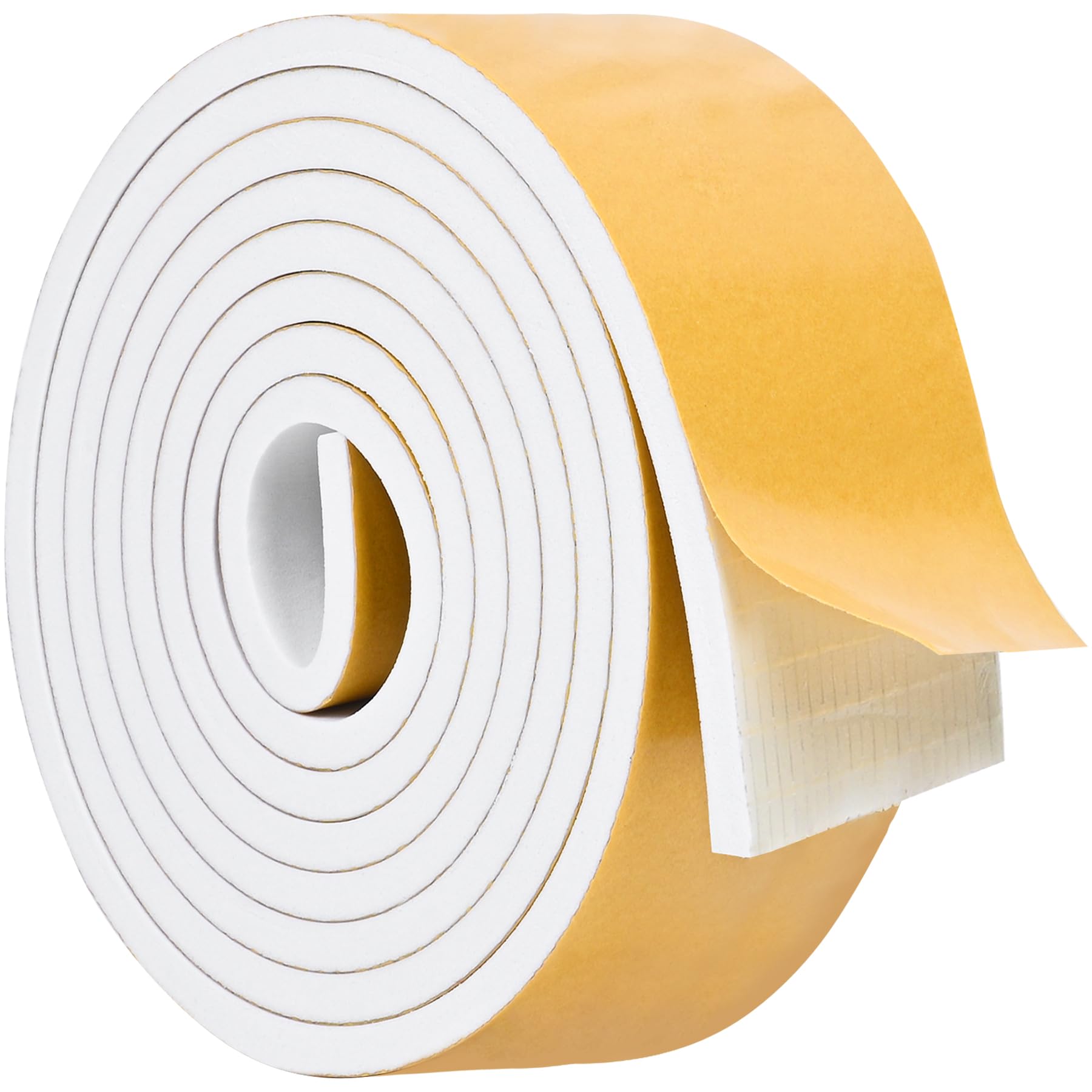 White Door Window Weather Stripping Self Adhesive Foam Tape High Density Foam Sealing Strip Window Insulation Weatherproof Gasket Tape for Doors and Windows (10 Foot)