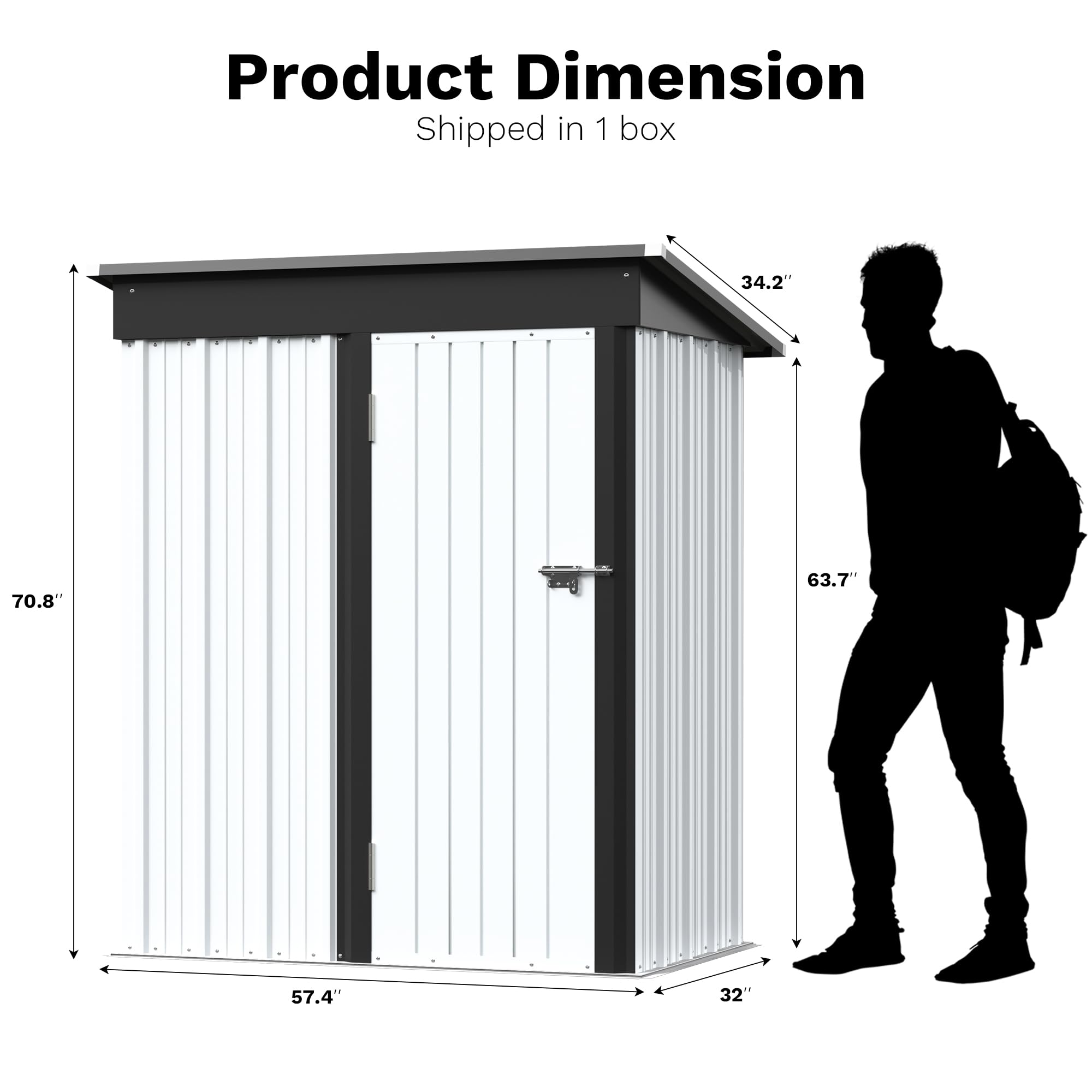 Outdoor Storage Shed 5 x 3 ft. Utility Tool Shed