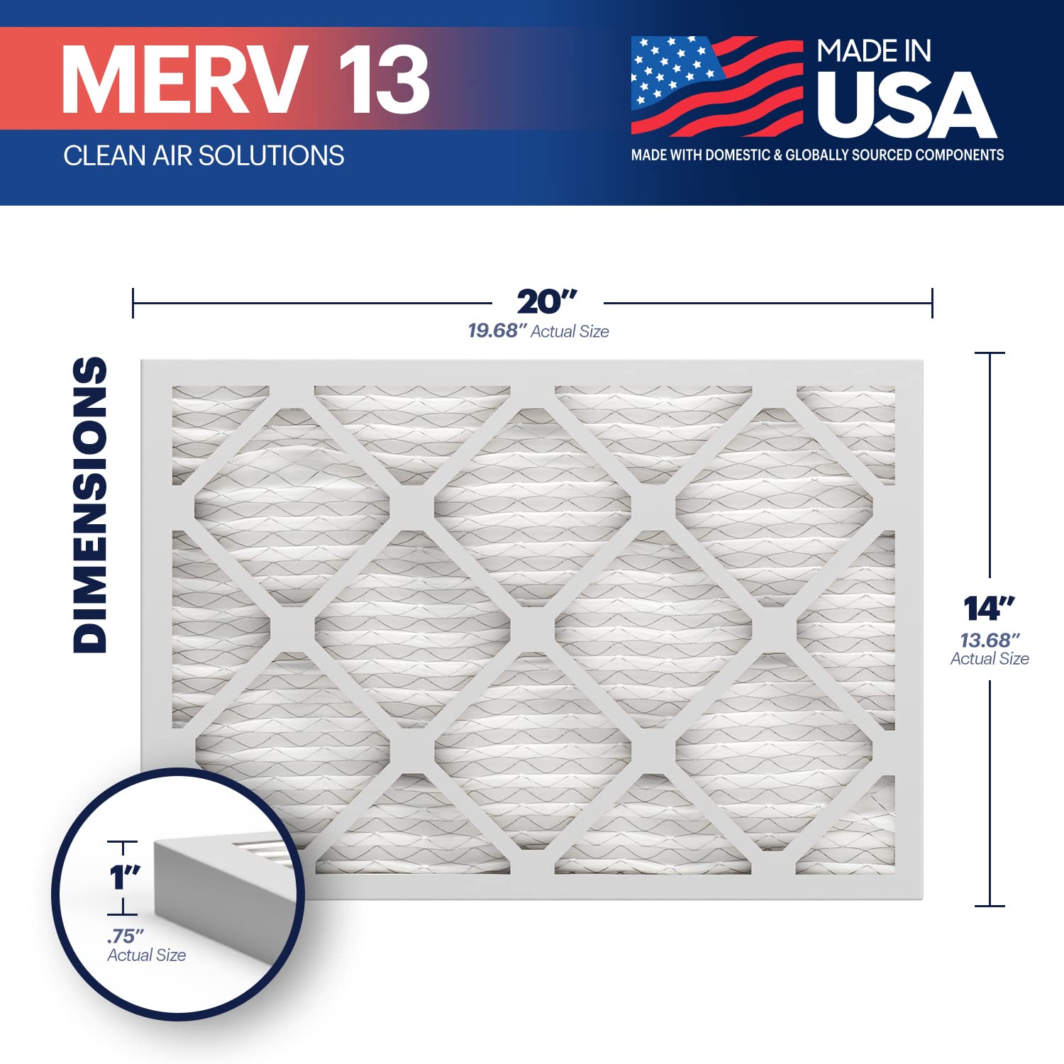 TruFilter 14x20x1 Air Filter MERV 13 (4 Count)