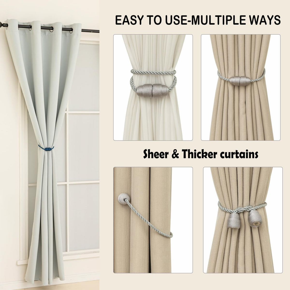 Magnetic Curtain Tiebacks (8 Count)