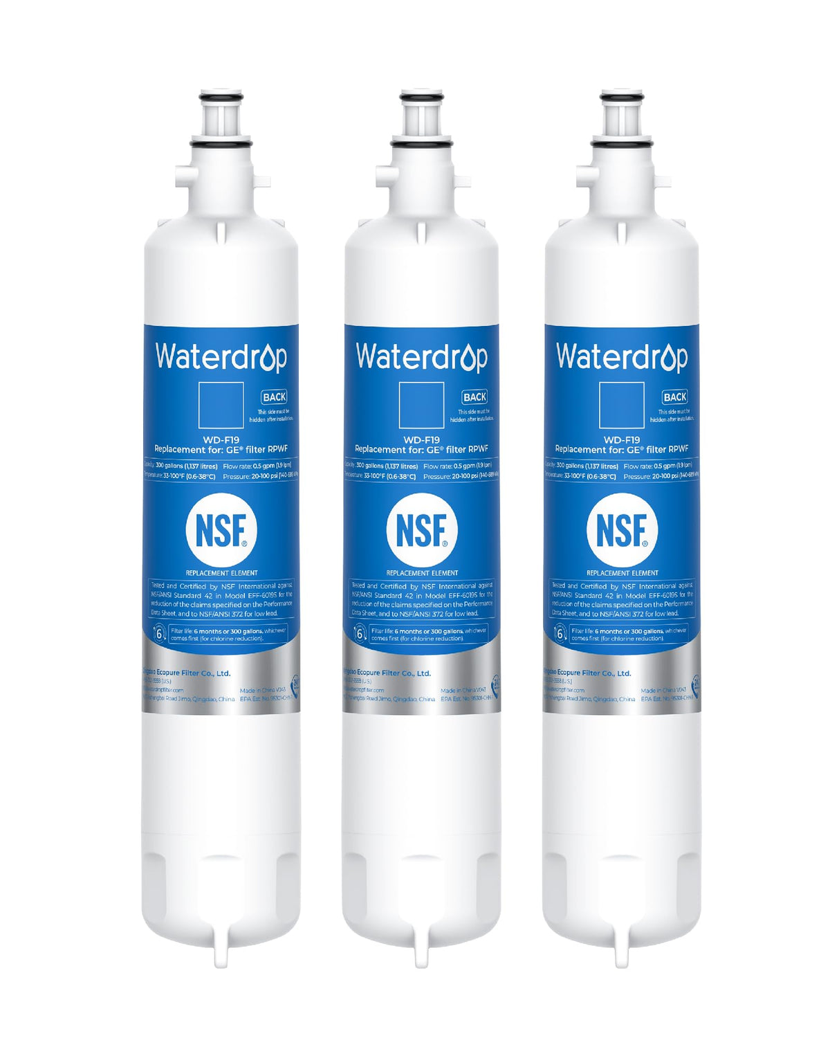 WD F19 Refrigerator Water Filter Replacement for GE® RPWF (3 Count)