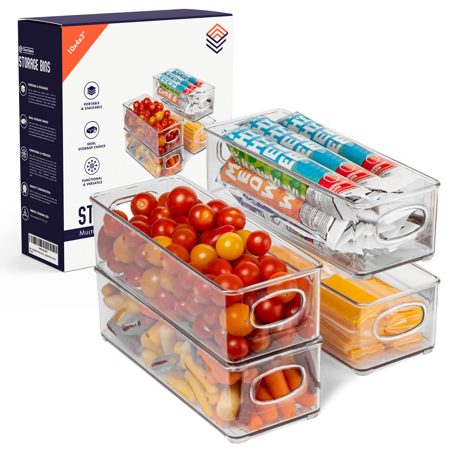 Plastic Pantry Organization and Food Storage Bin (4 Count)