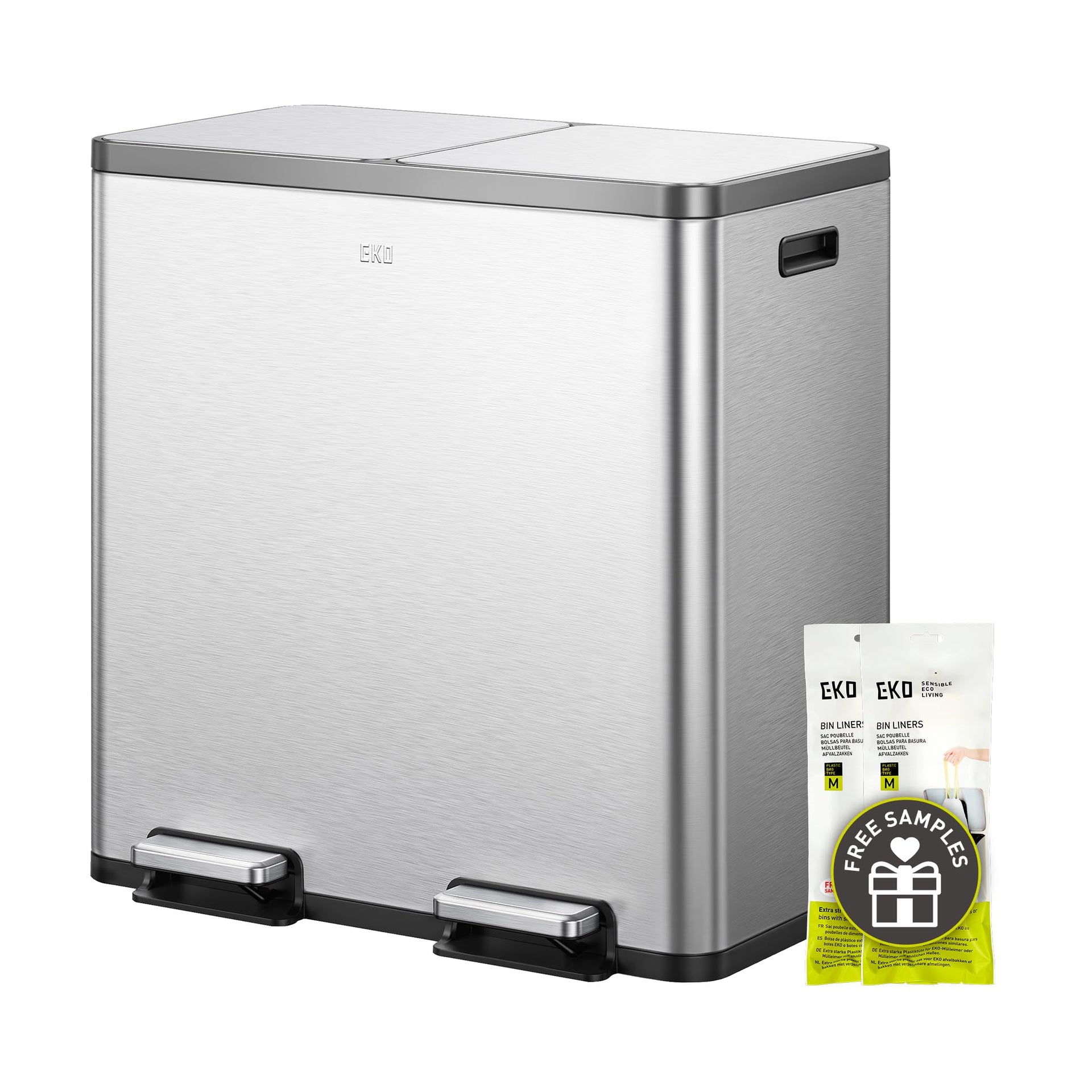 EcoCasa Plus 2 x 10.6 Gal Dual Recycling Trash Can for Kitchen