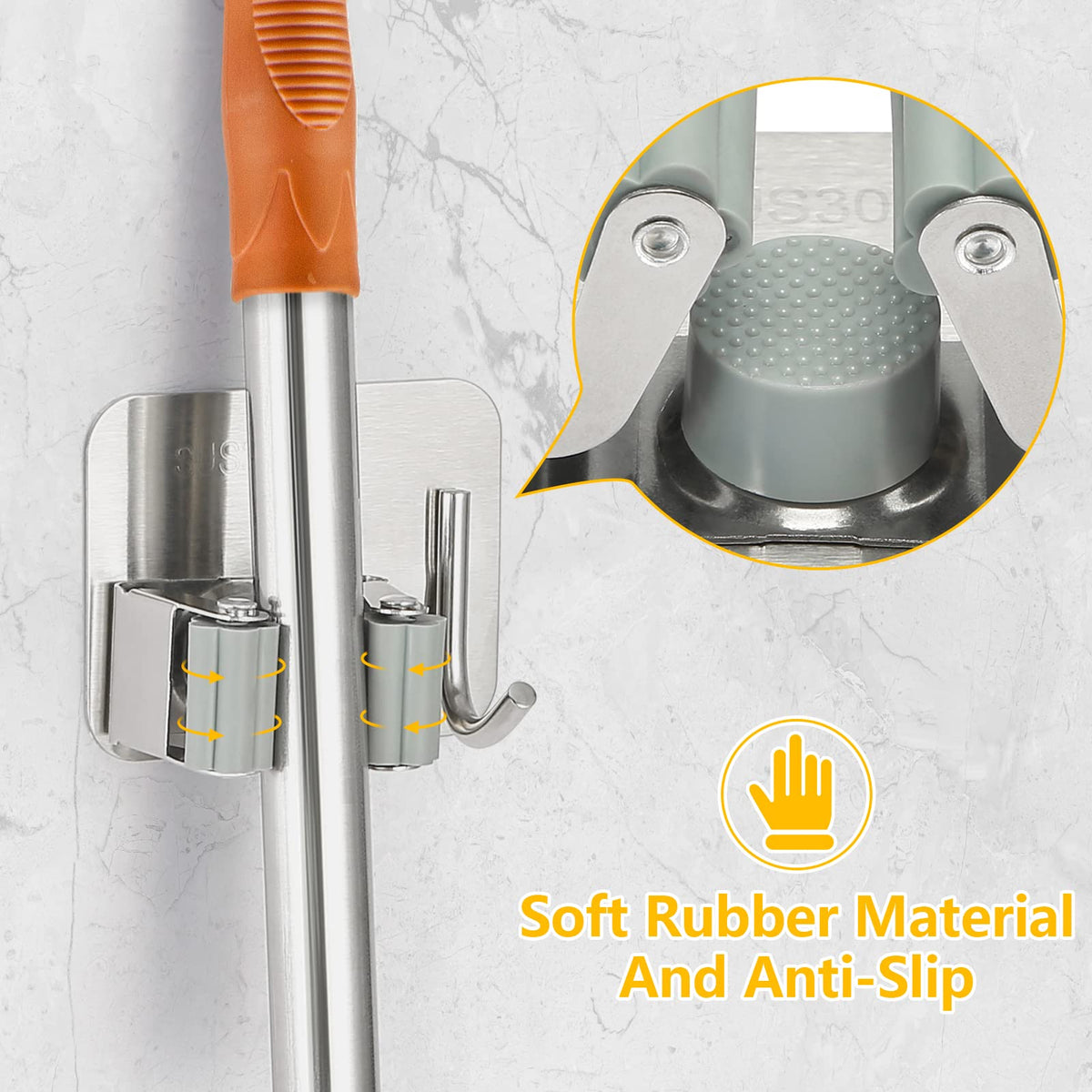 Stainless Steel Broom Holder (4 Count)