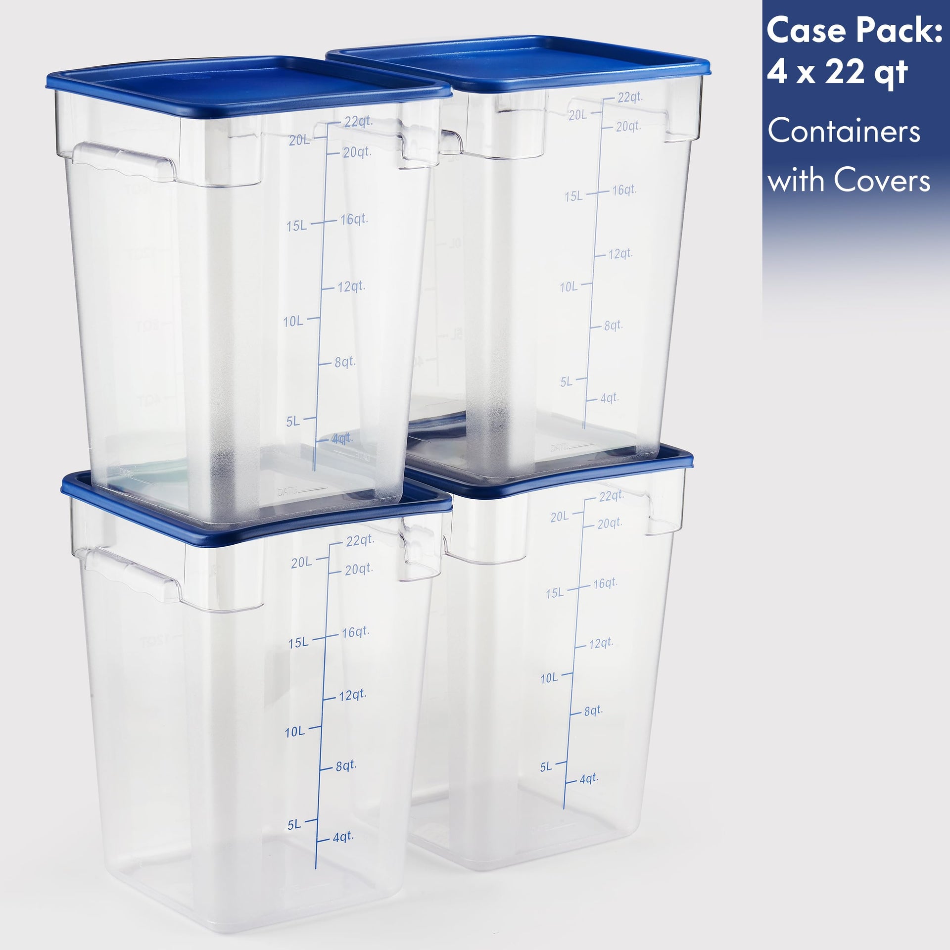4 Pack Food Storage Containers with Blue Lids (4 Count)