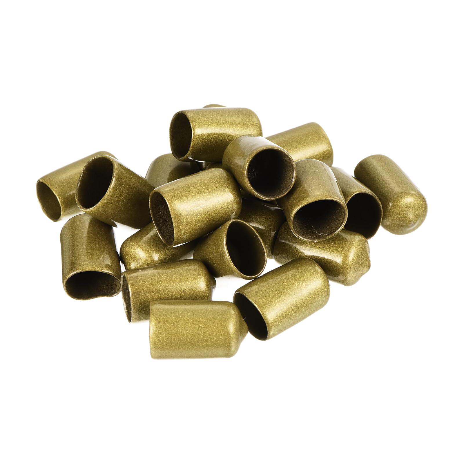 20pcs Rubber End Caps 13mm ID Vinyl Round Tube Bolt Cap Cover Thread Protectors Gold