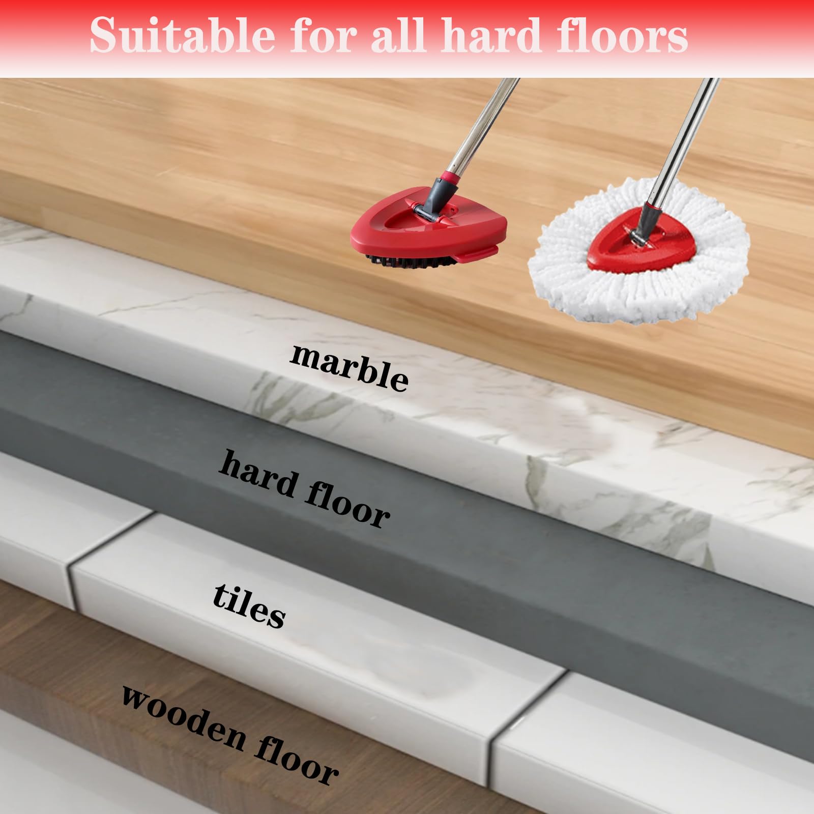 Spin Mop Replacement Head Mop Replace Head Compatible with O Cedar EasyWring Spin Mop