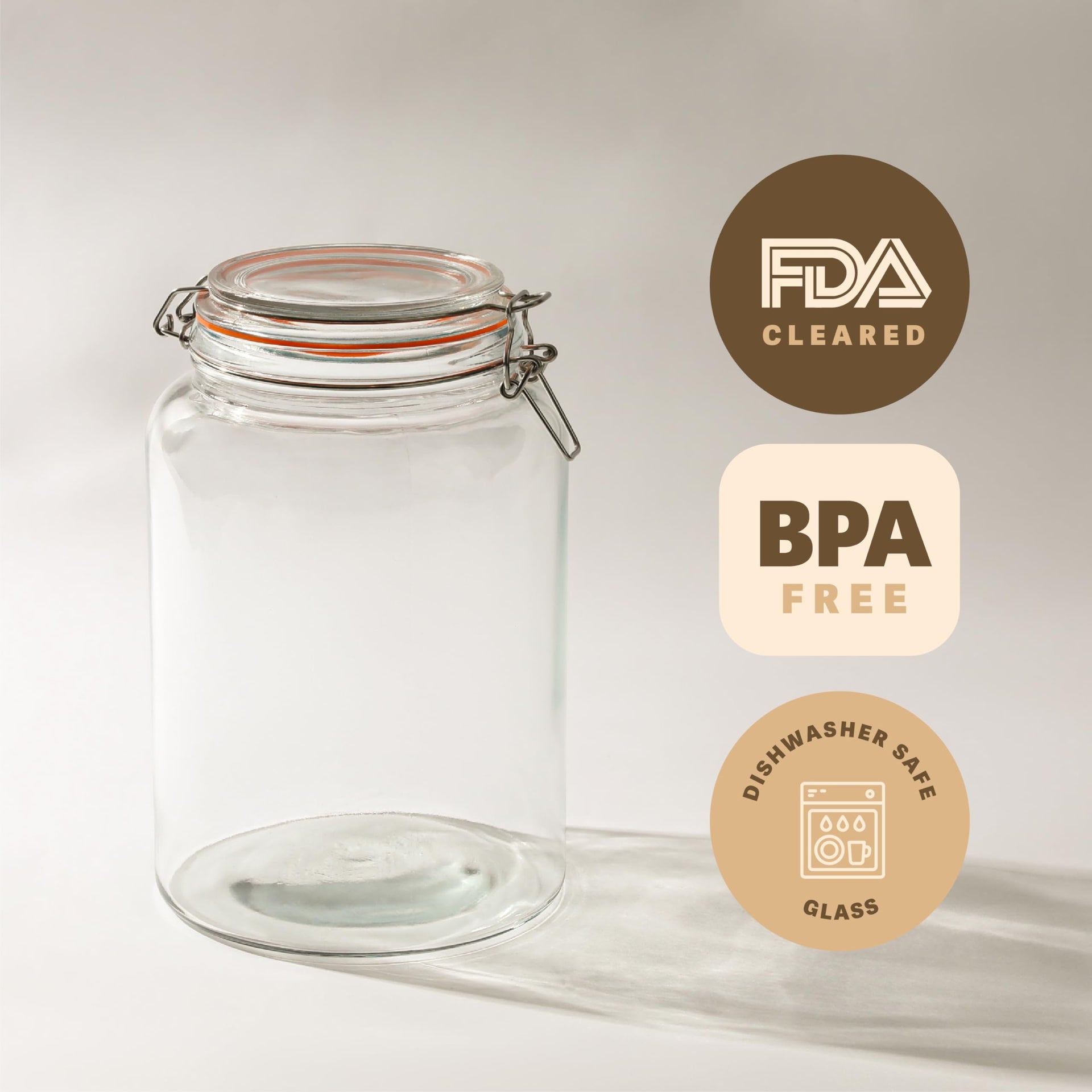 Large 1 Gallon Glass Mason Jar with Hinged Lids