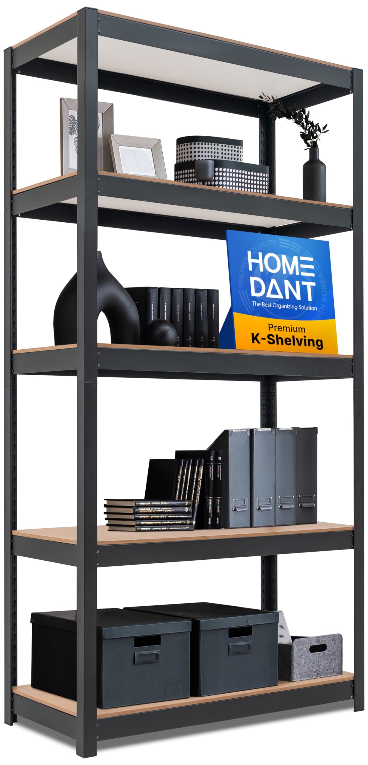 House Black 36.2" W 5 Tier Storage Shelves Garage Shelving Unit