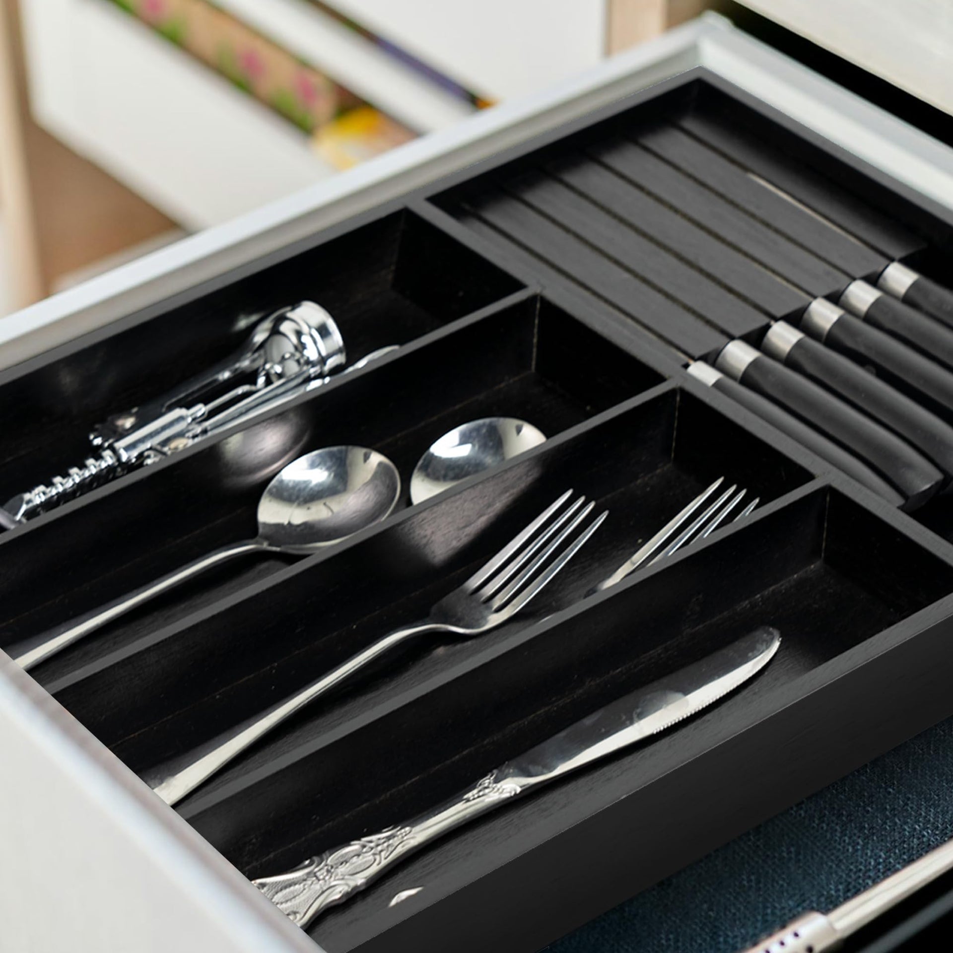 Bamboo Silverware Drawer Organizer