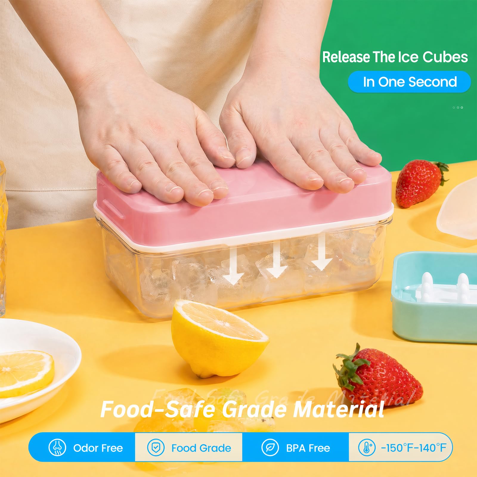 Ice Cube Tray with Lid and Bin