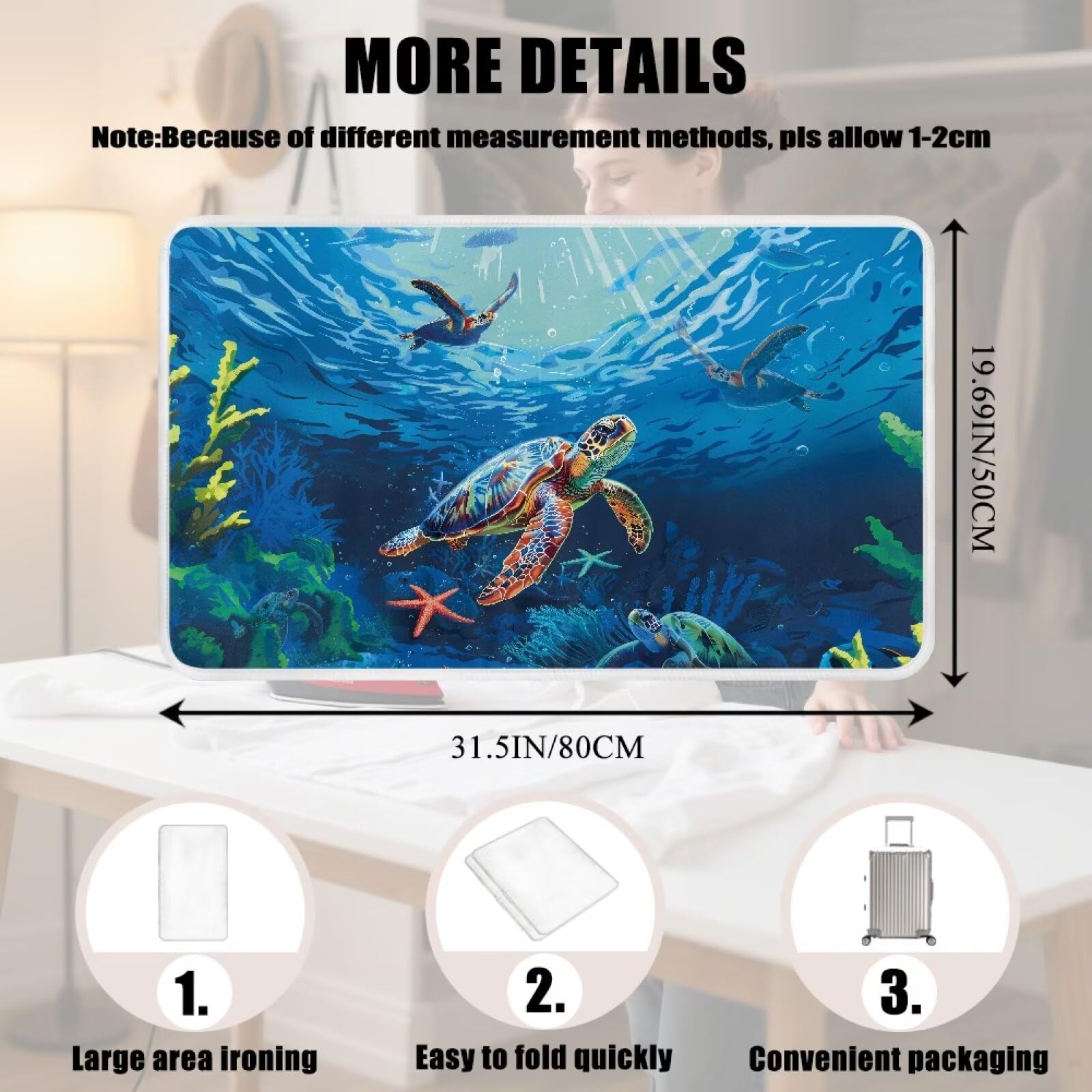 Ironing Mat Portable Iron Pad Magnetic Cover and Padding for Top of Washer