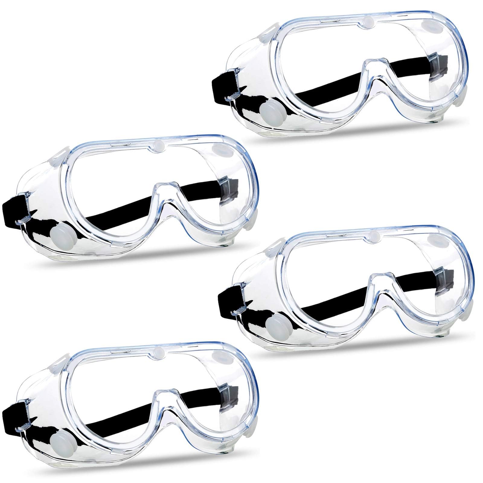 4PCS Anti Fog Protective Safety Goggles Clear Lens Wide (4 Count)