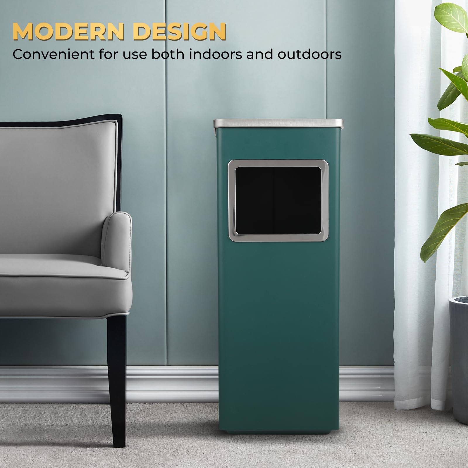 Square Stainless Steel Outdoor Trash Can