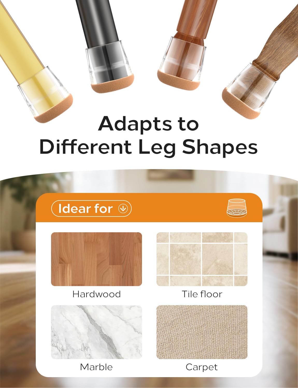 24 Pack Silicone Chair Leg Floor Protectors for Hardwood Floors (24 Count)