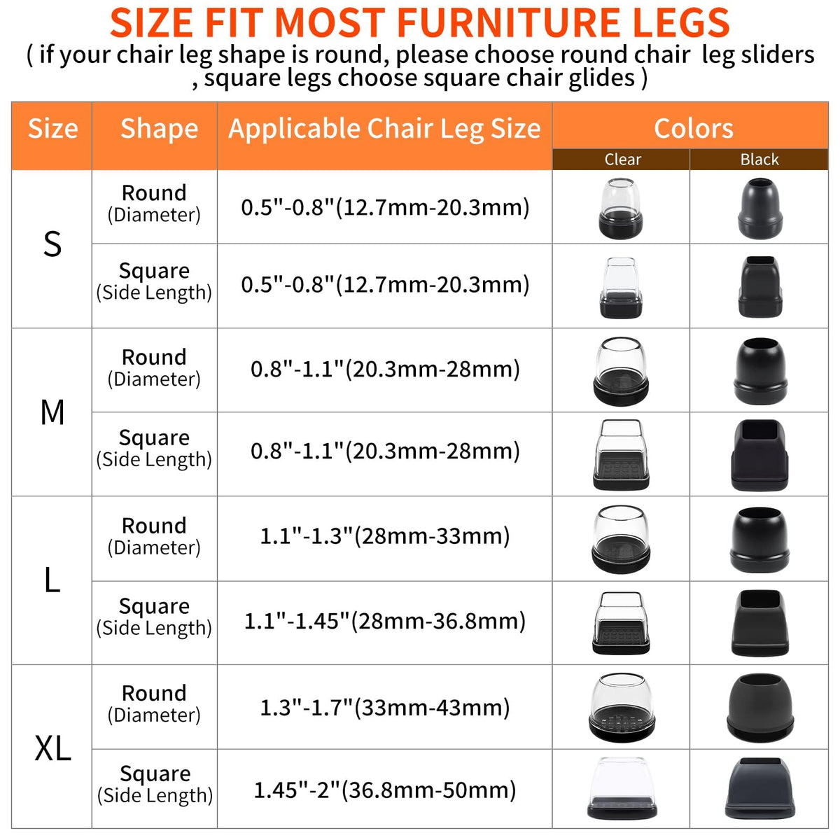 Chair Leg Sliders for Carpet (8 Count)