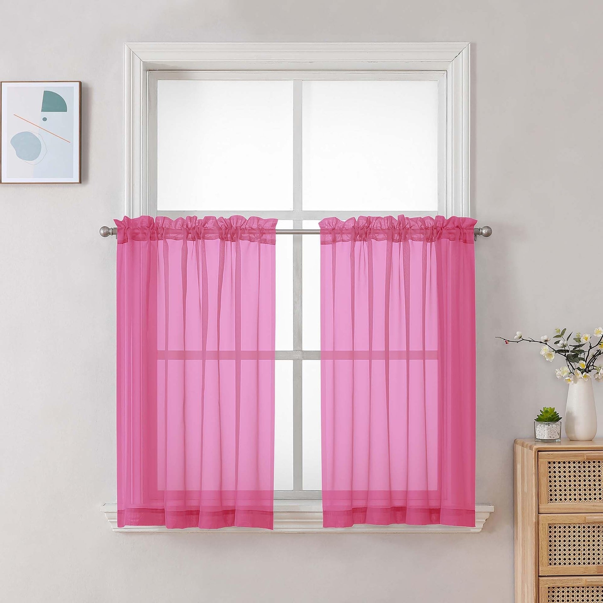 Sheer Curtains 36 inch Length 2 Panels Set (2 Count)