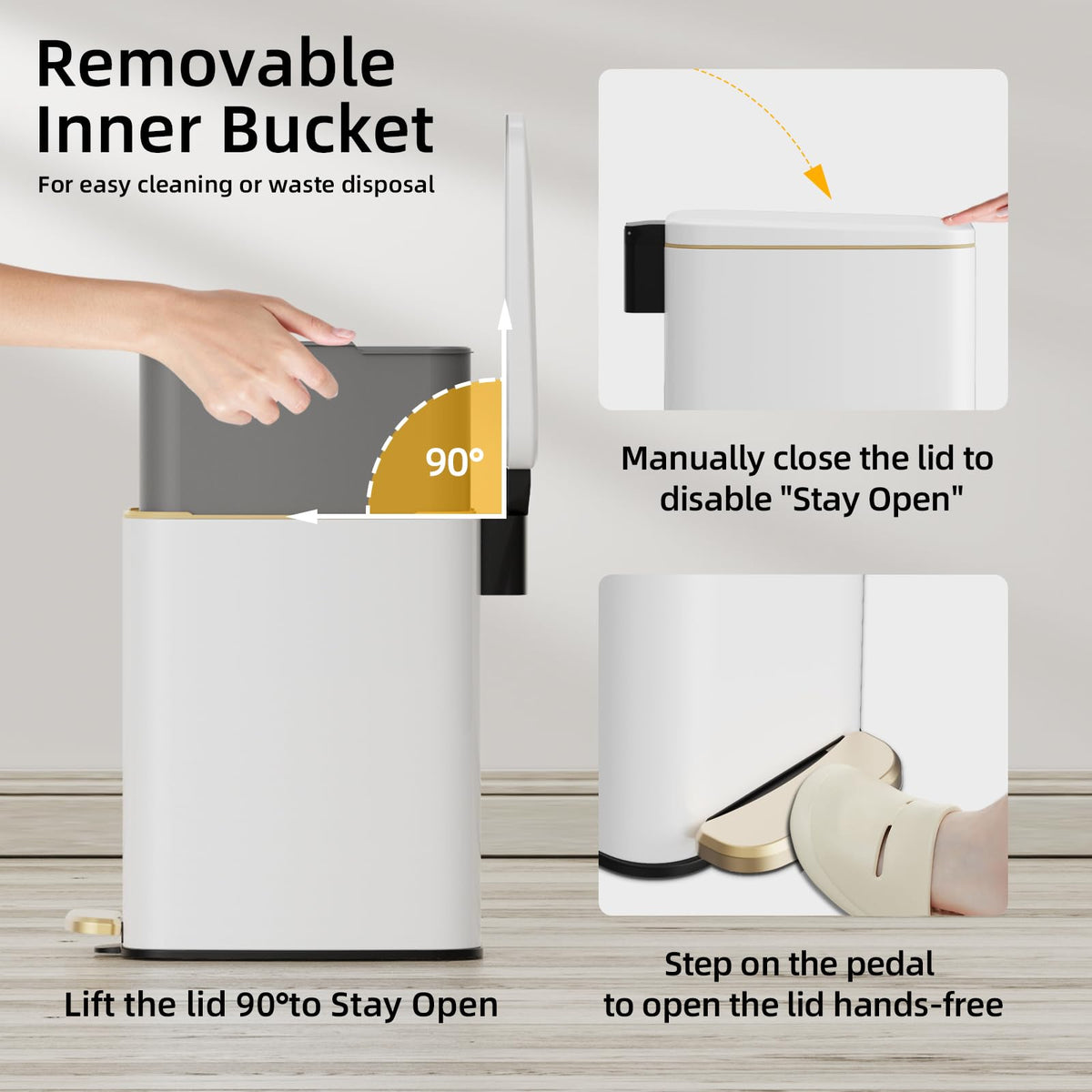 Slim Bathroom Trash Can with Lid
