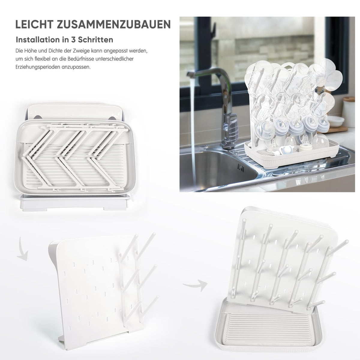 Baby Bottle Drying Rack：Large Vertical Space Saver for Countertop