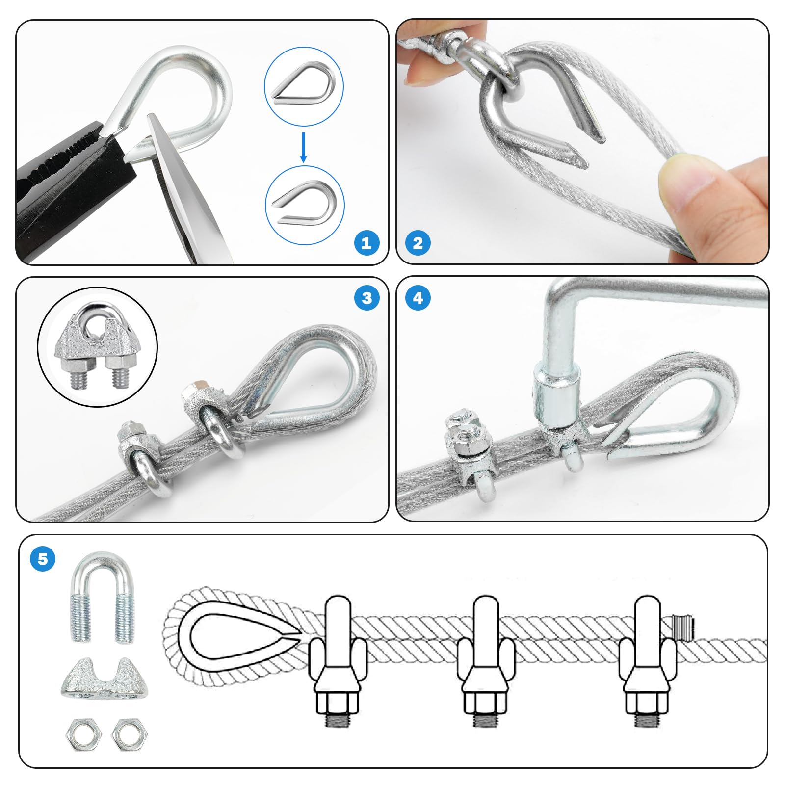 1 8" Wire Rope Clips Kit