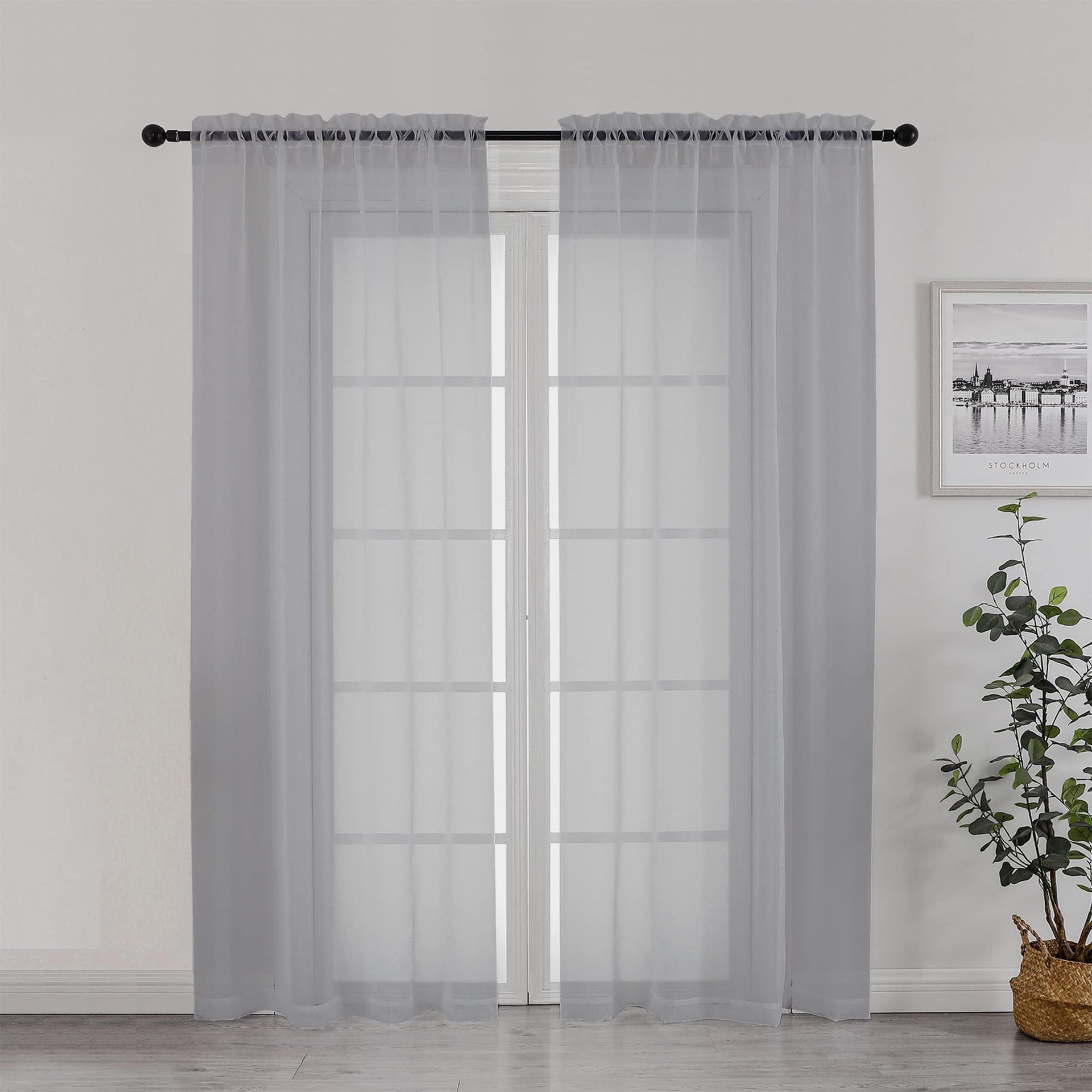 Sheer Window Curtains 72 inch Length 2 PCS