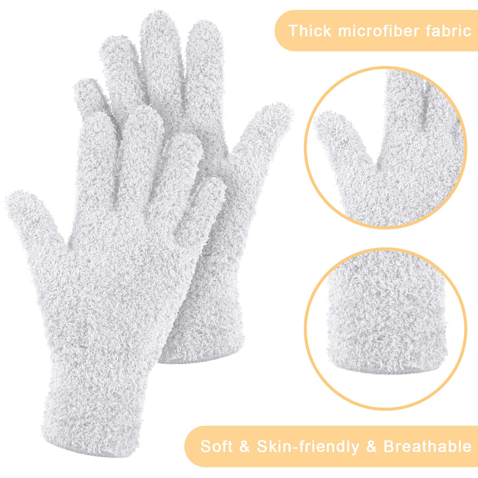 4 Pairs Microfiber Dusting Gloves Washable Reusable Cleaning Gloves Mittens for Plants House Cleaning Car Blinds