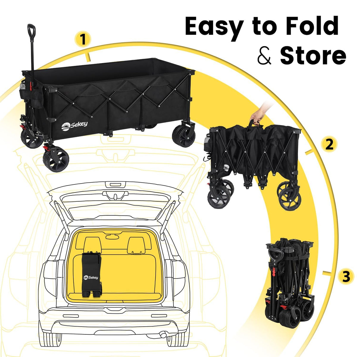 48''L Collapsible Foldable Extended Wagon with 660lbs Weight Capacity