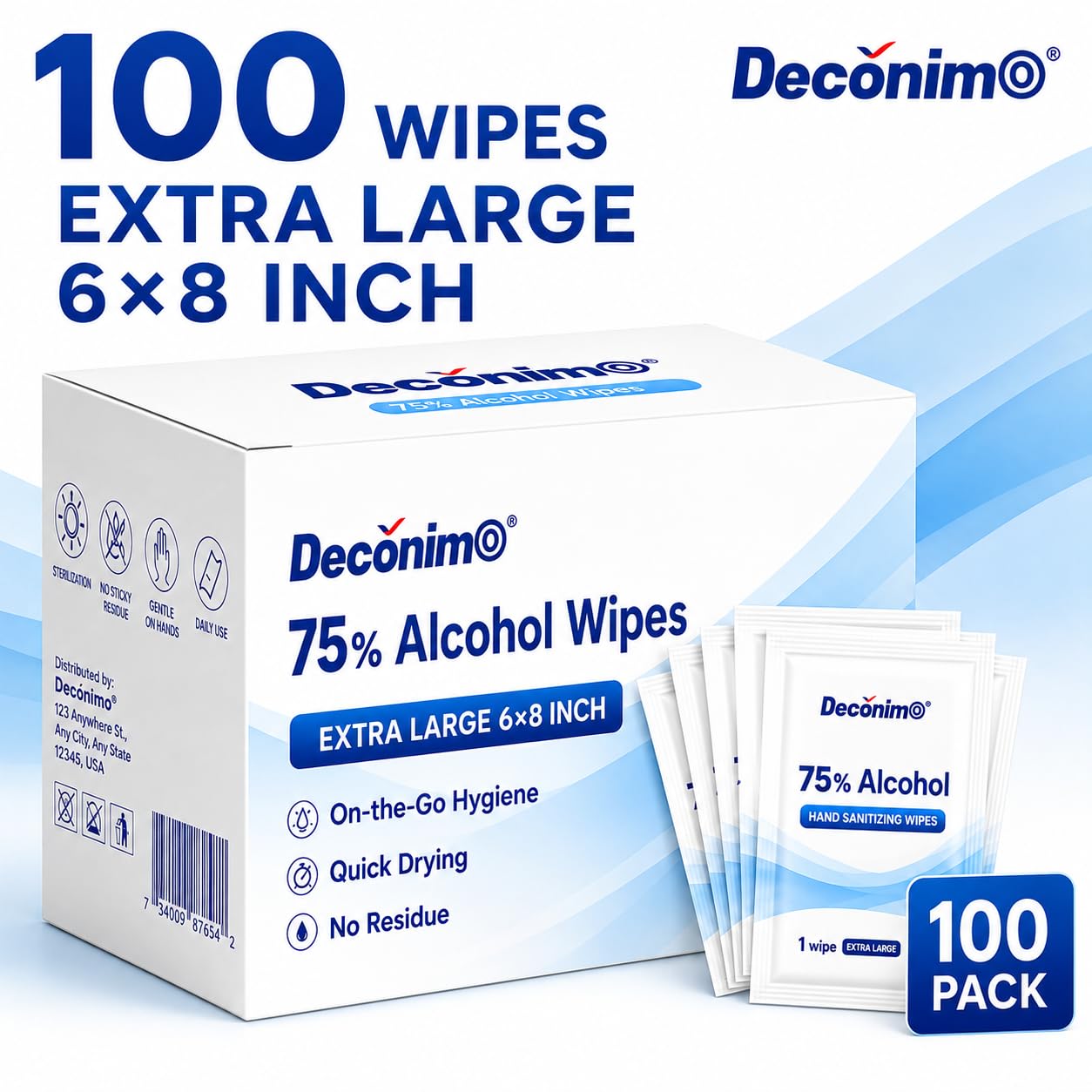 75% Ethyl Alcohol Extra Large Wipes (100 Count)