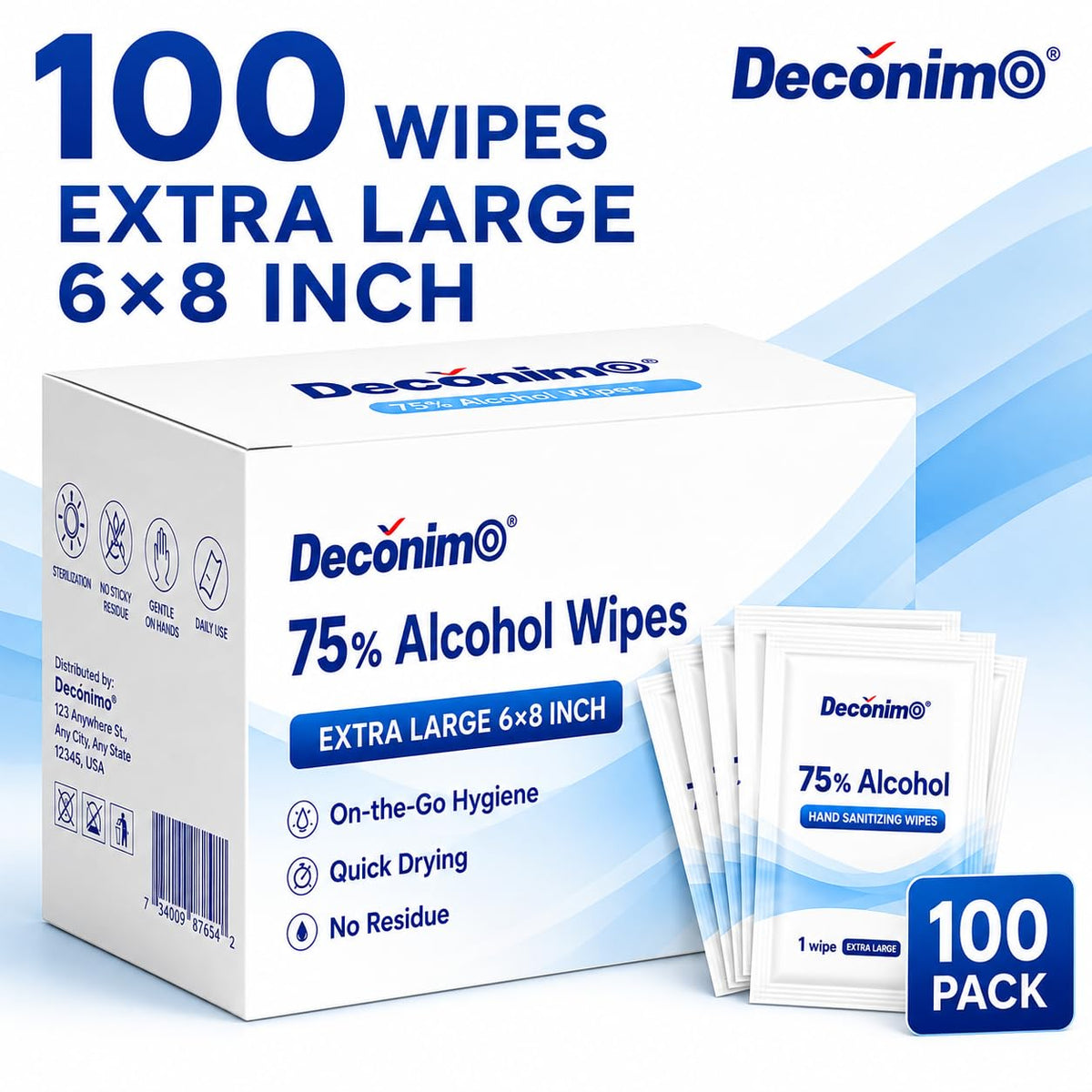 75% Ethyl Alcohol Extra Large Wipes (100 Count)