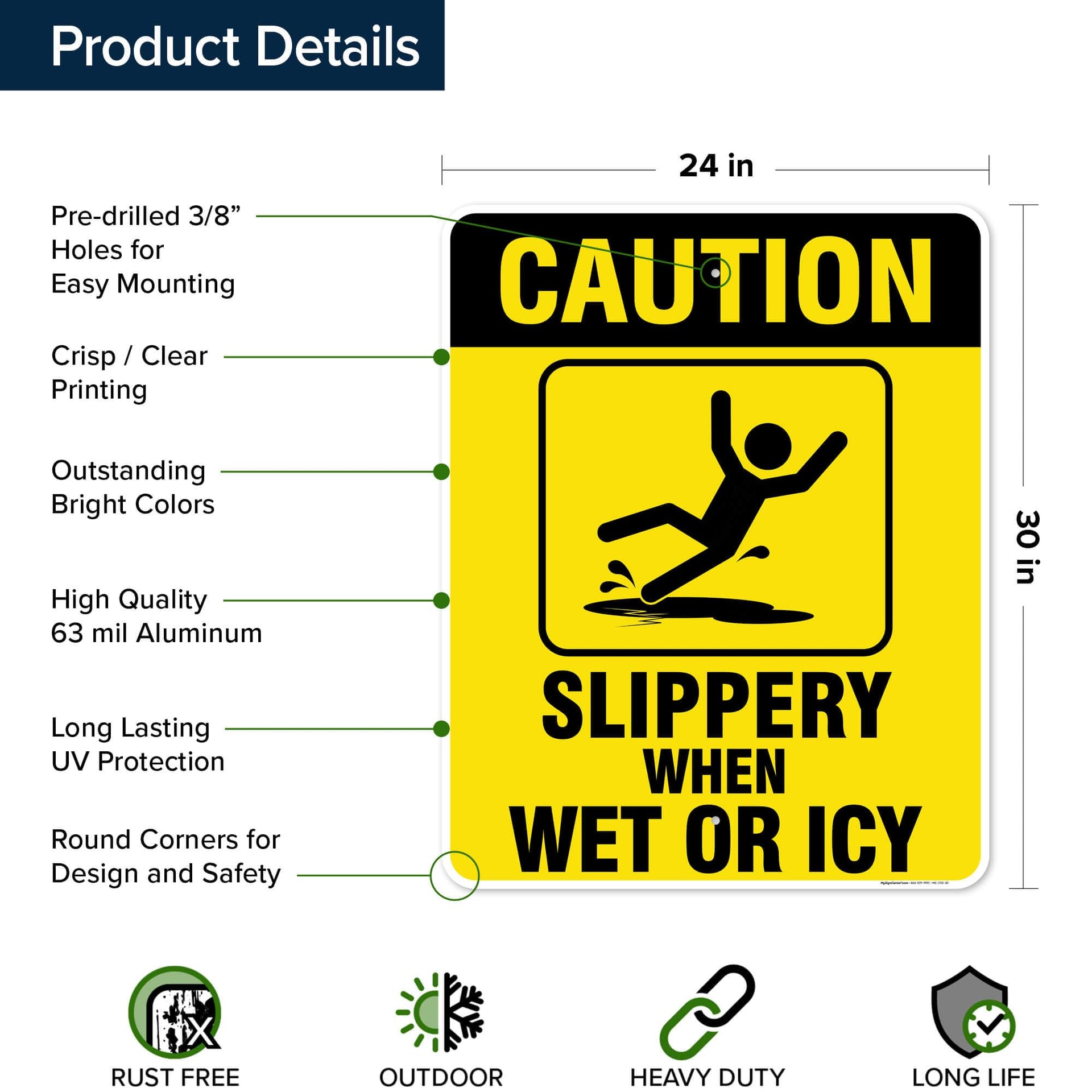 Caution Slippery When Wet Sign or ICY Sign