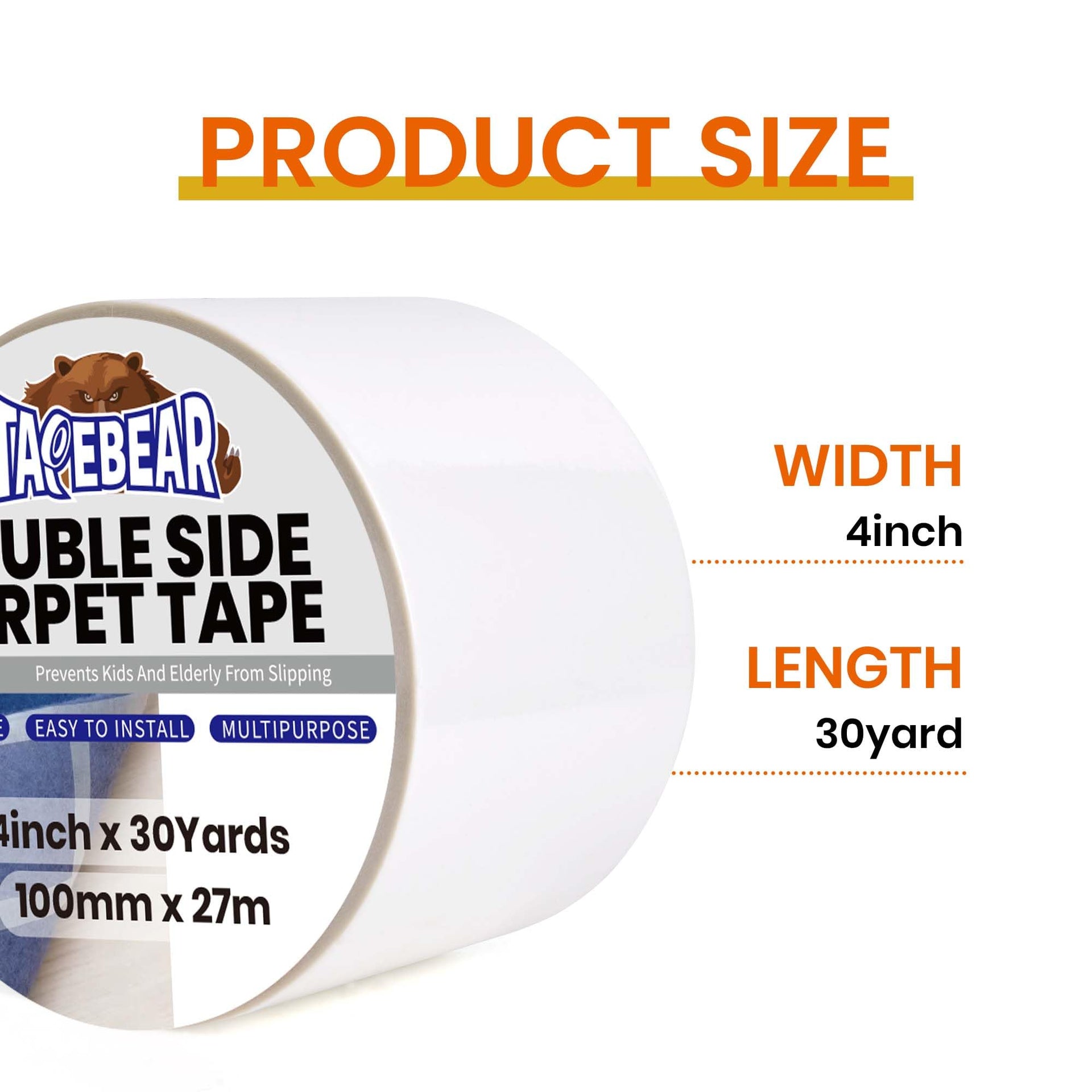 Carpet Tape Double Sided 4Inch x 30Yards Heavy Duty Rug Gripper