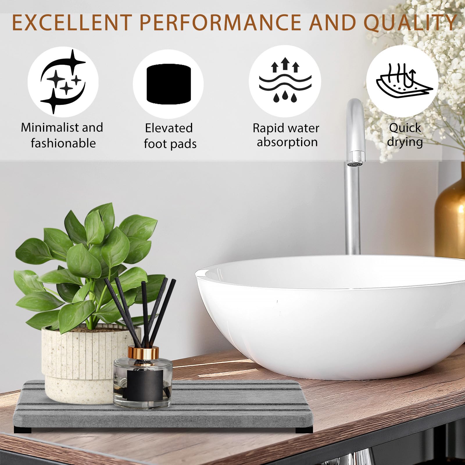 3PCS Water Absorbing Stone Tray (3 Count)