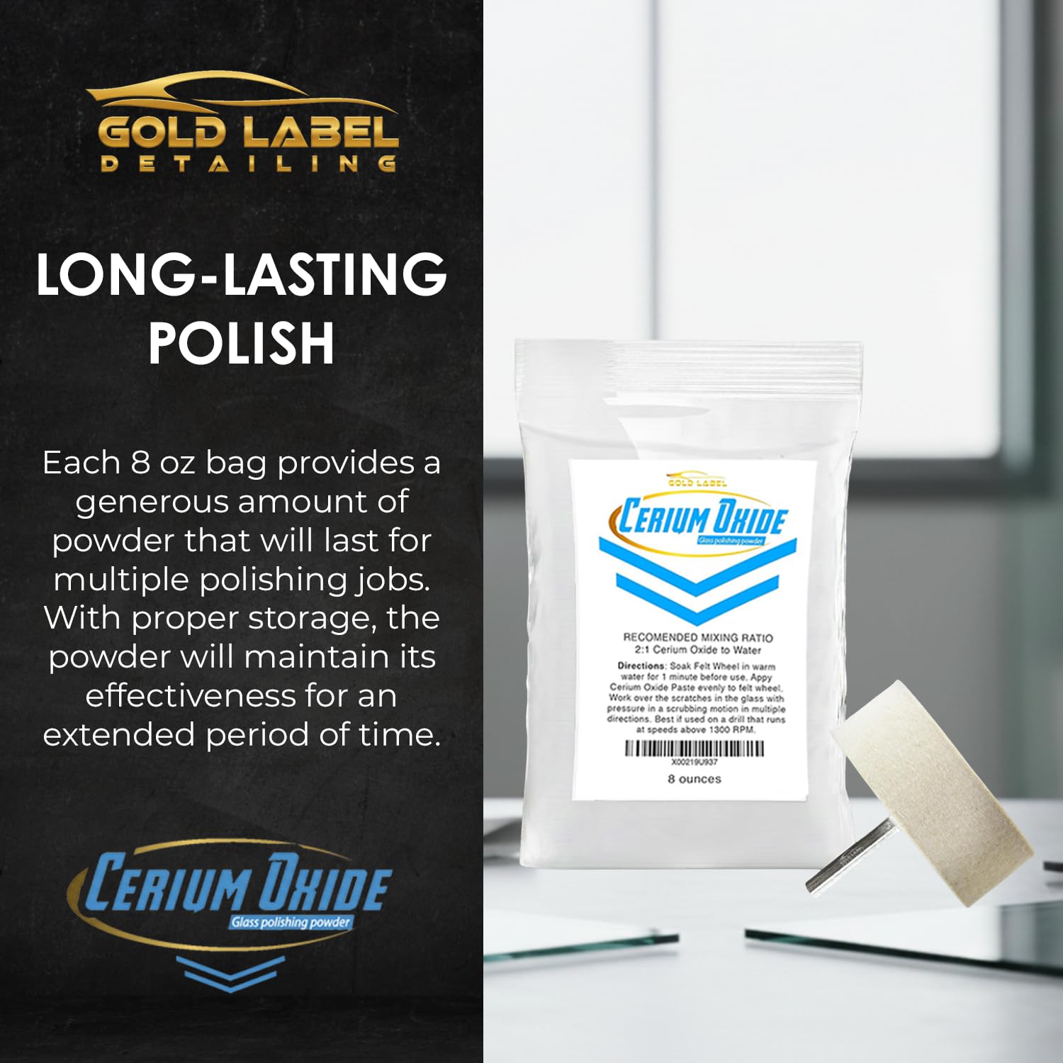 Optical Grade Cerium Oxide 8oz Glass Repair Powder (8 Ounce)