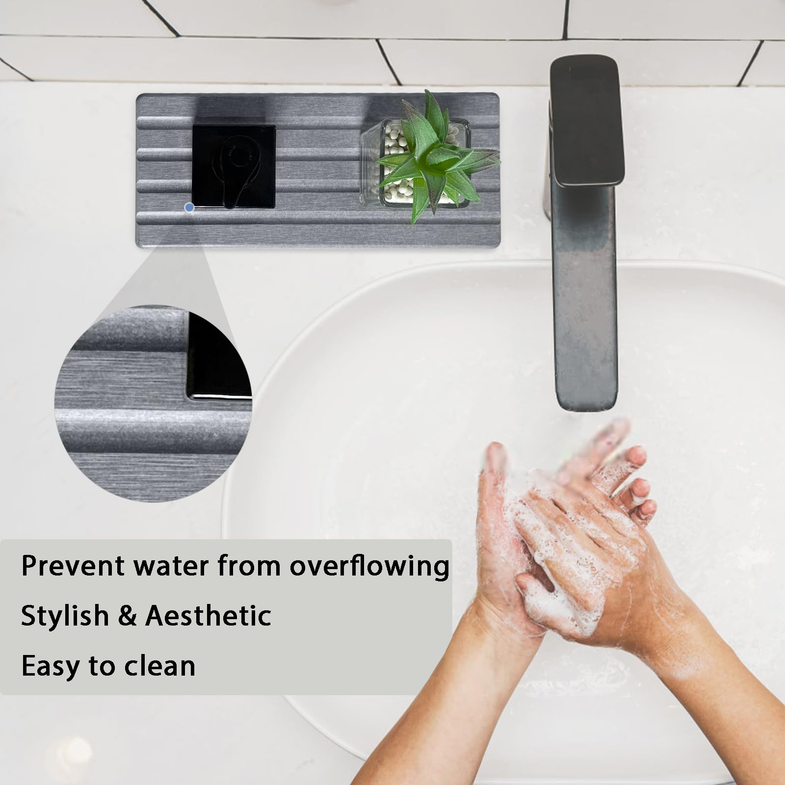 Set of 3 Water Absorbing Stone Tray Diatomite Hand Soap Holder for Bathroom