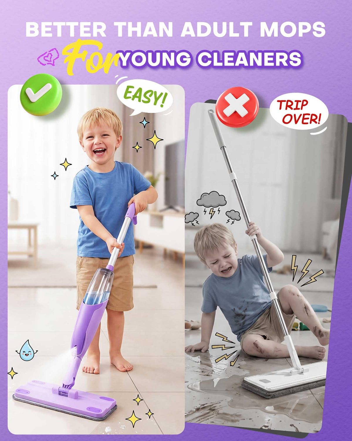 Purple Mini Spray Mop for Toddler