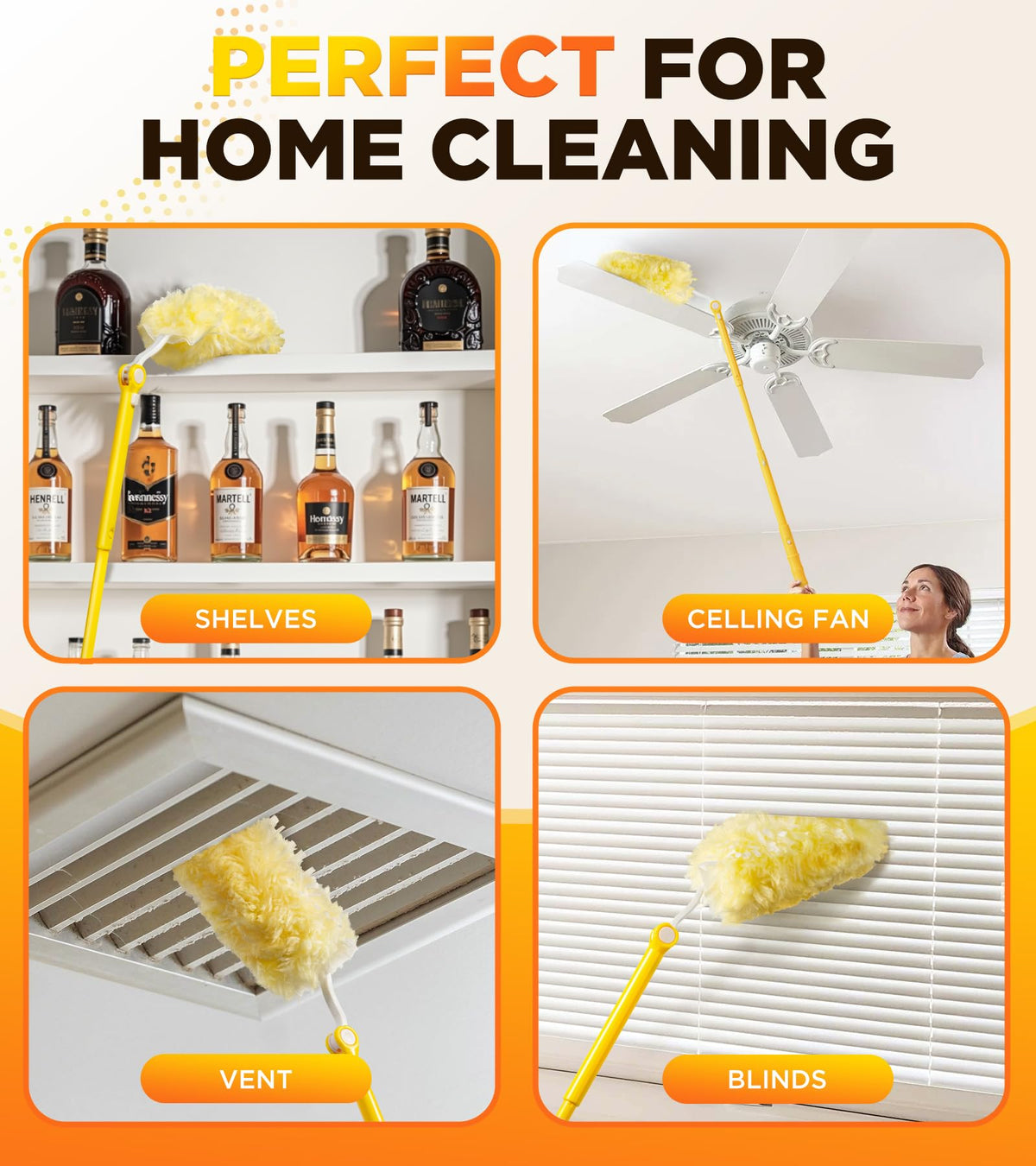 Heavy Duty Duster Refill Kit for Swiffer Duster with 3 ft Extension Pole & 20 Count Refills